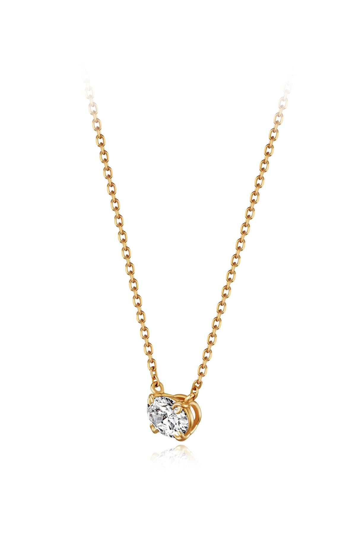 14K 1CT Oval Diamond Necklace