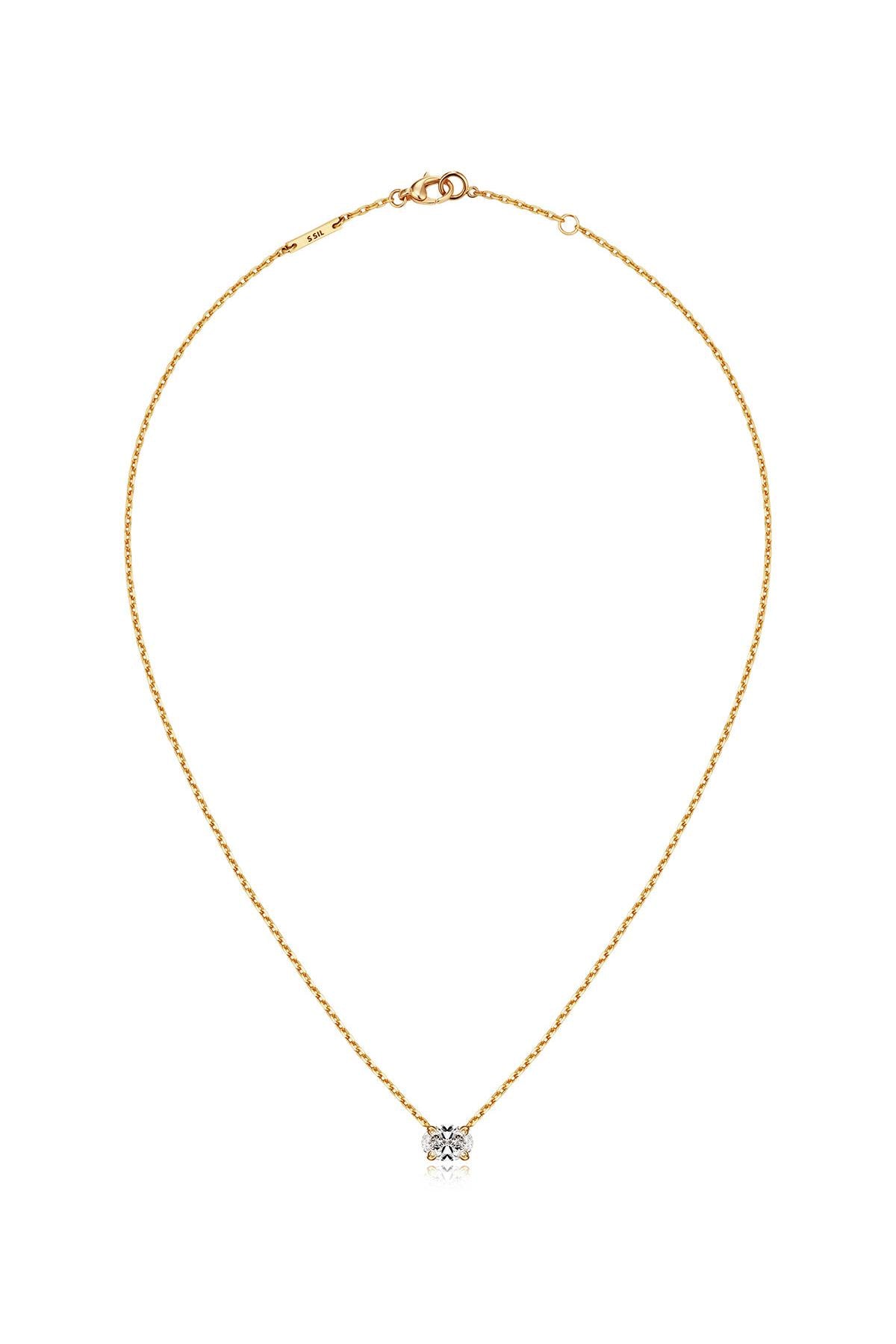 14K 1CT Oval Diamond Necklace