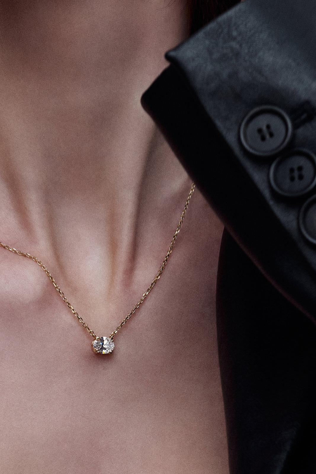 14K 1CT Oval Diamond Necklace