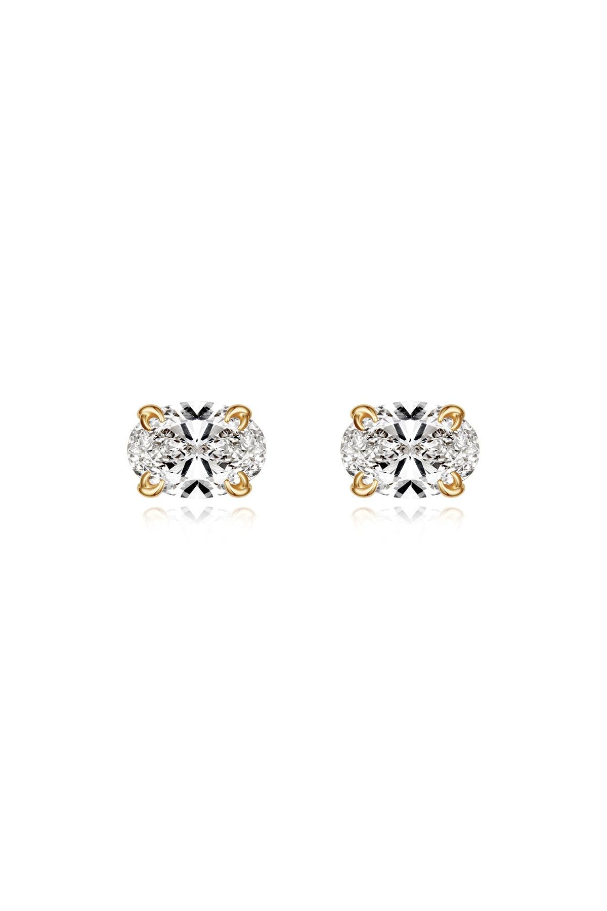 14K 1CT Oval Diamond Studs