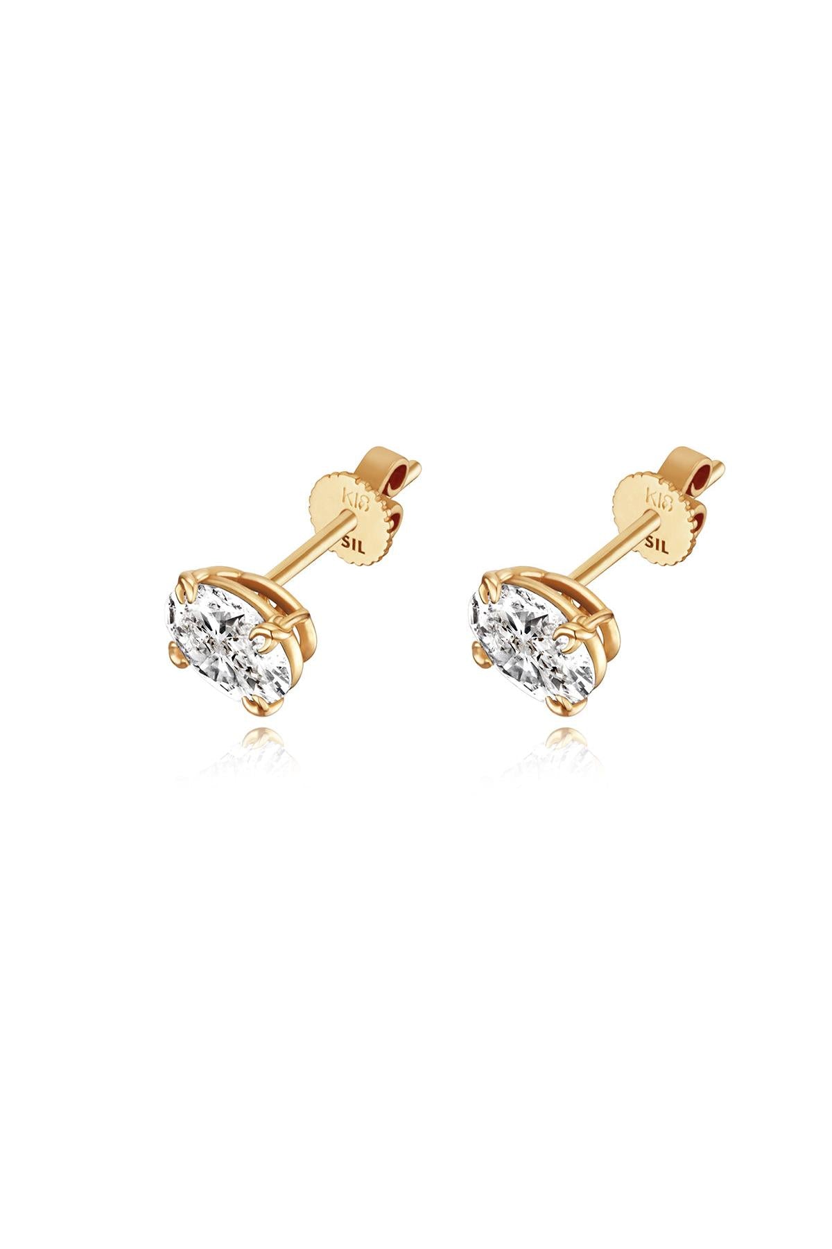 14K 1CT Oval Diamond Studs