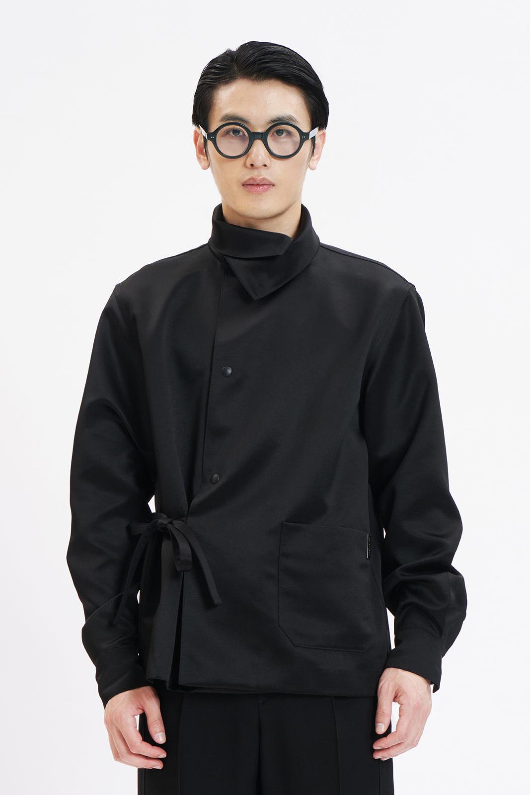 Stand Collar Jacket with Side Tie