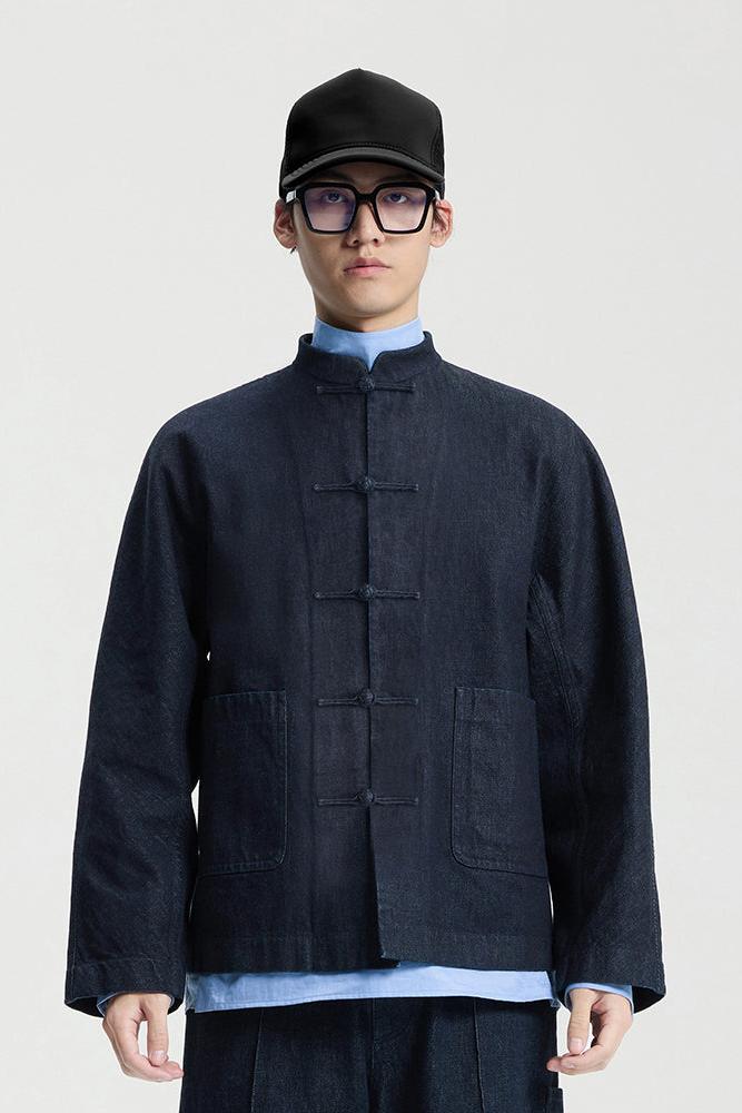 Dark Navy Denim Chinese Jacket