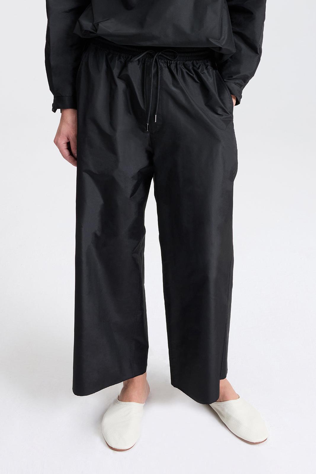 Wide Leg Pants with Drawstring in Silk