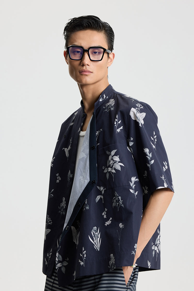 Plant printed cotton shirt