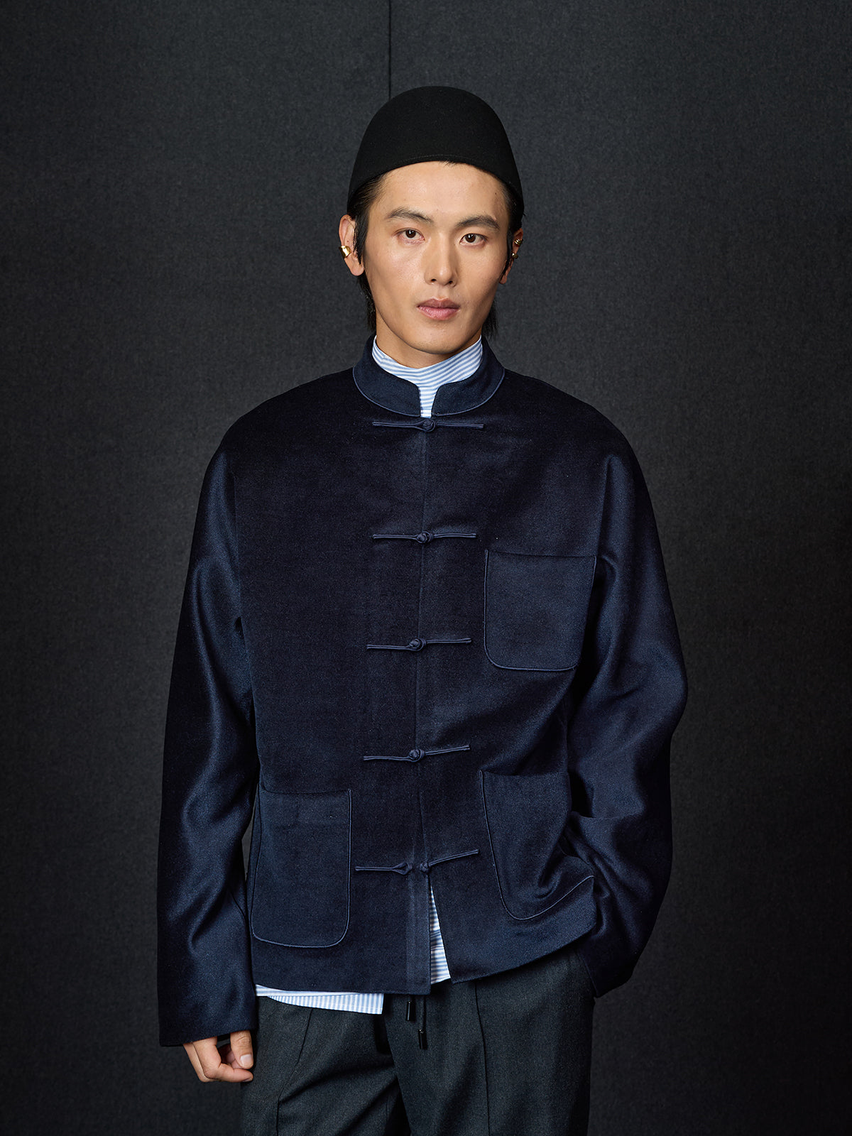 Navy Silk Chinese Jacket