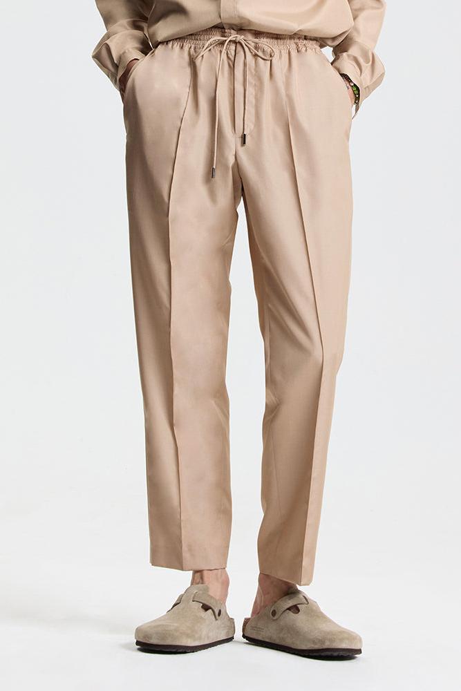 Khaki silk pants