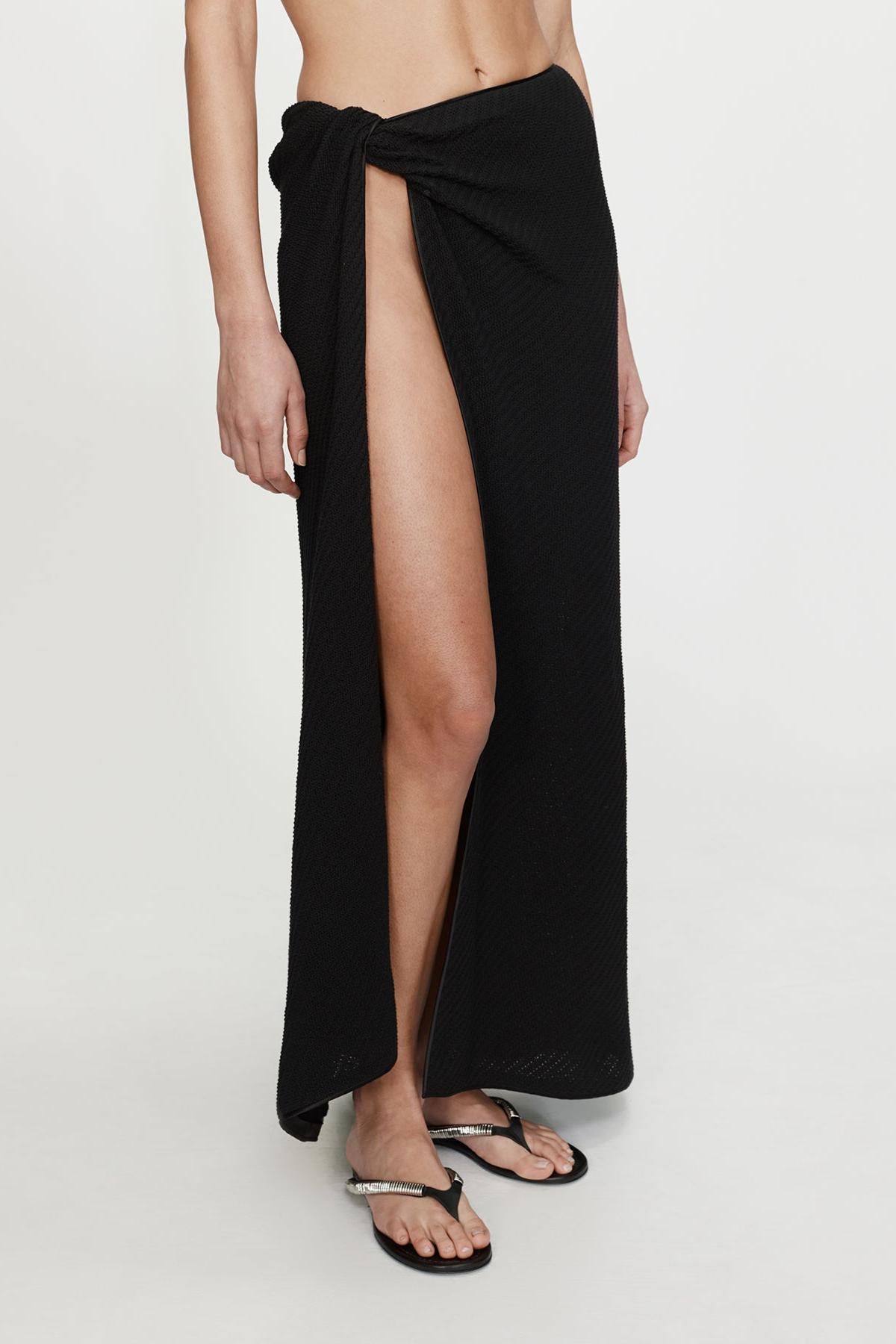 Vertical Knit Twist Sarong Skirt