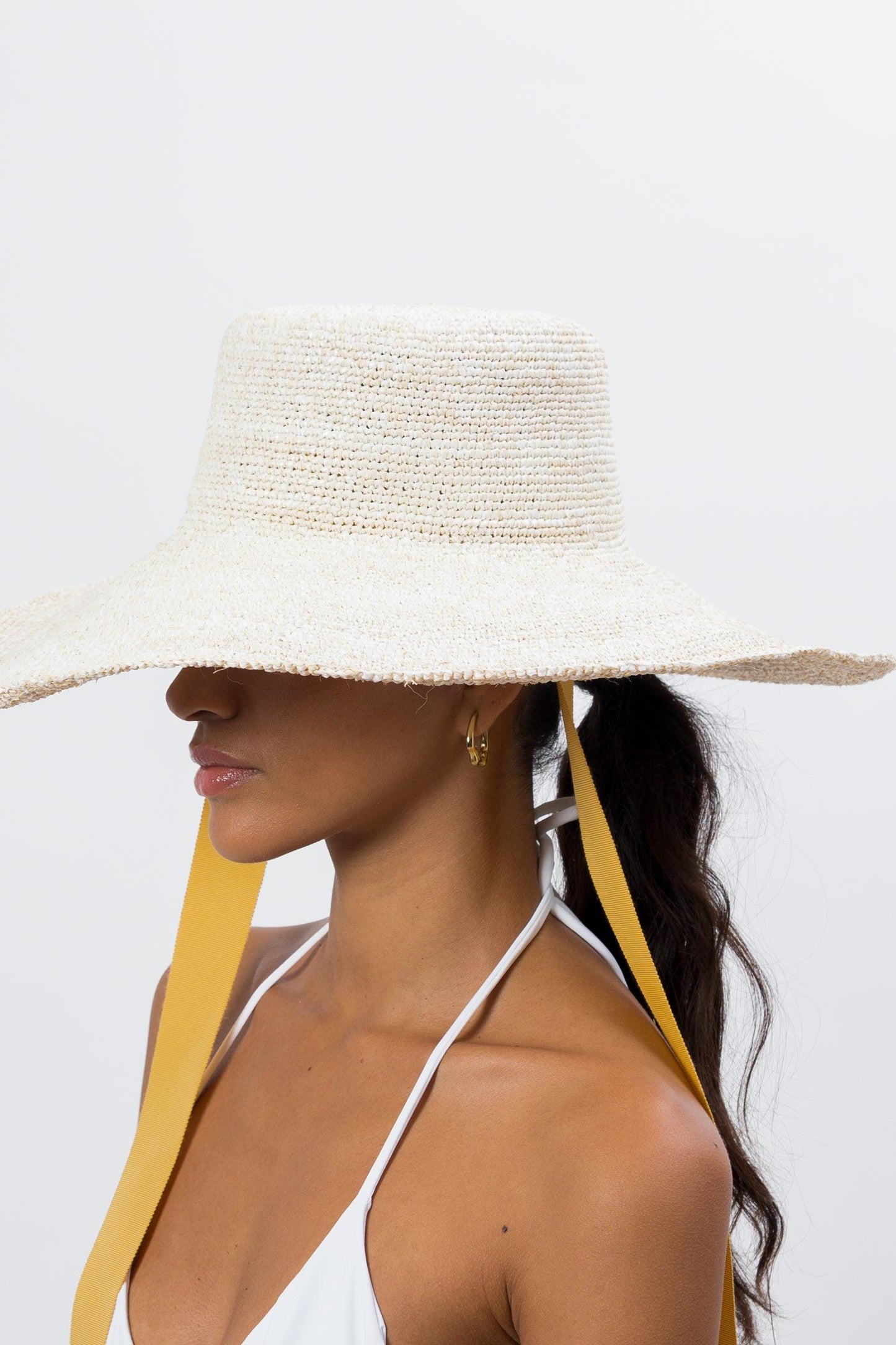 Straw Raffia Crochet Long Brim Hat
