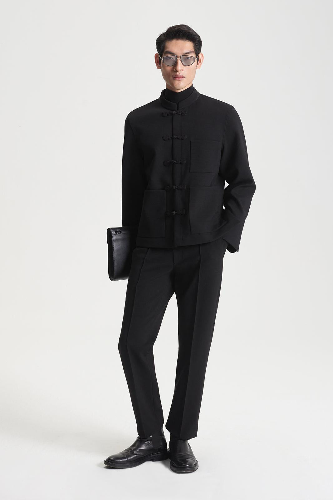 Wool Blend Slim Fit Trousers