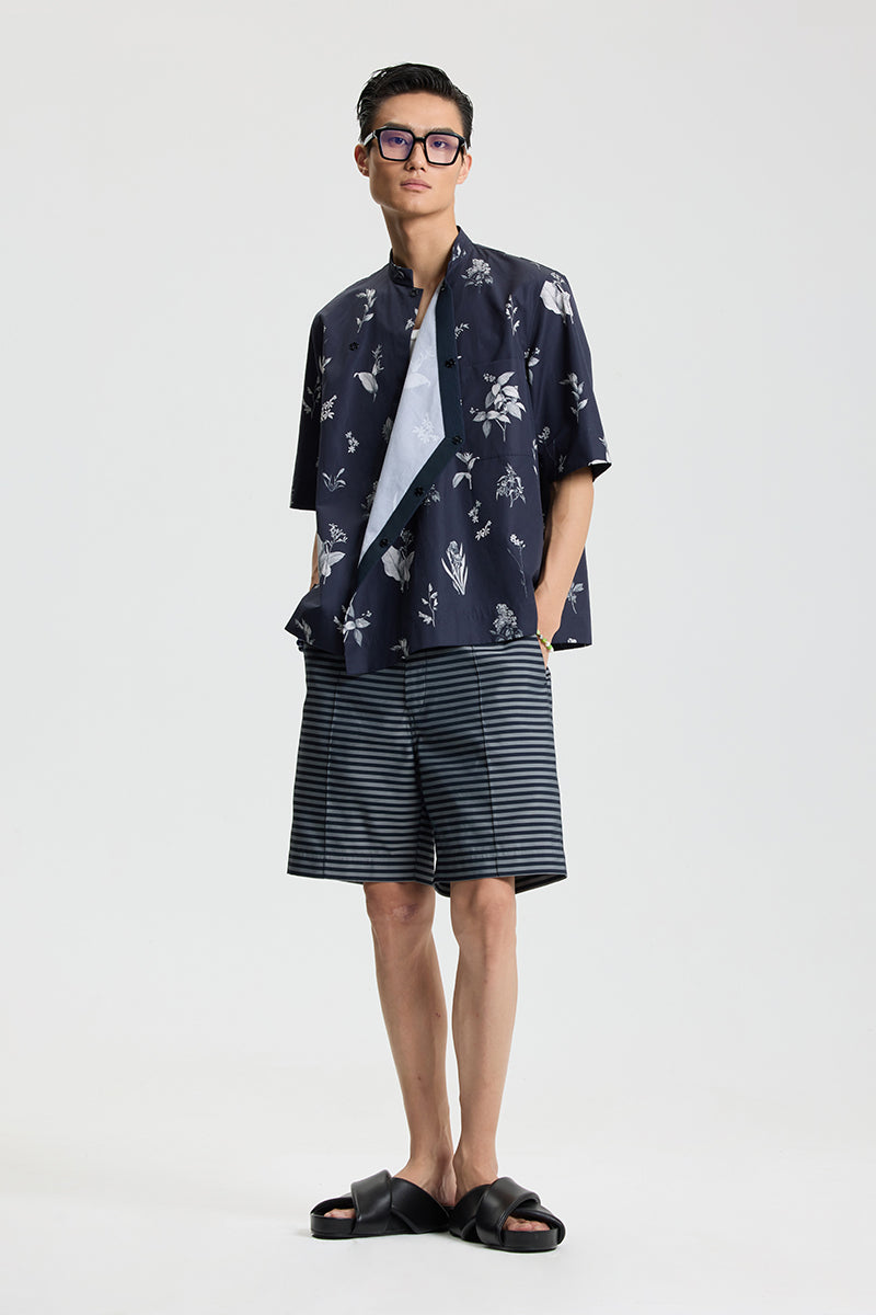 Plant printed cotton shirt