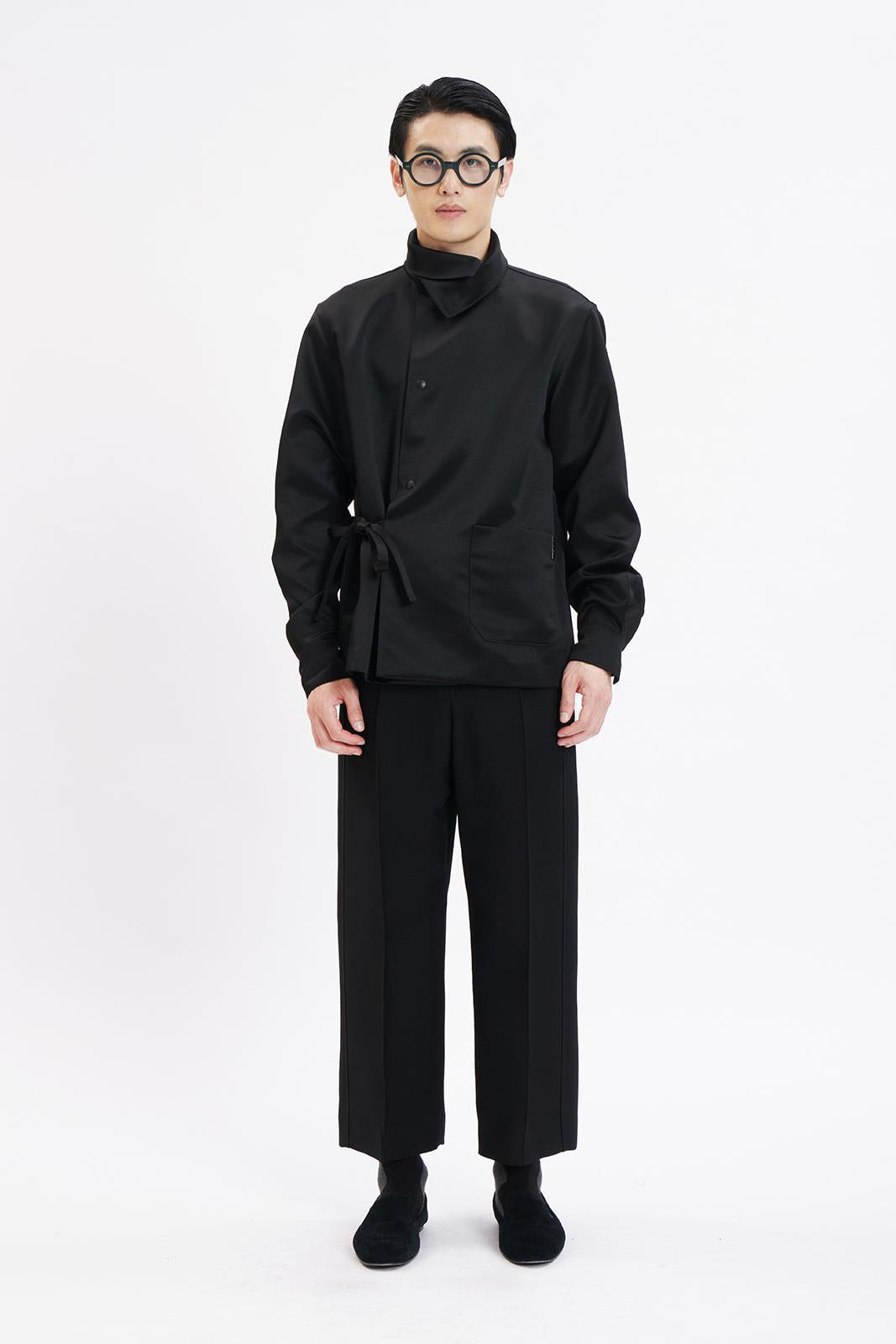 Stand Collar Jacket with Side Tie