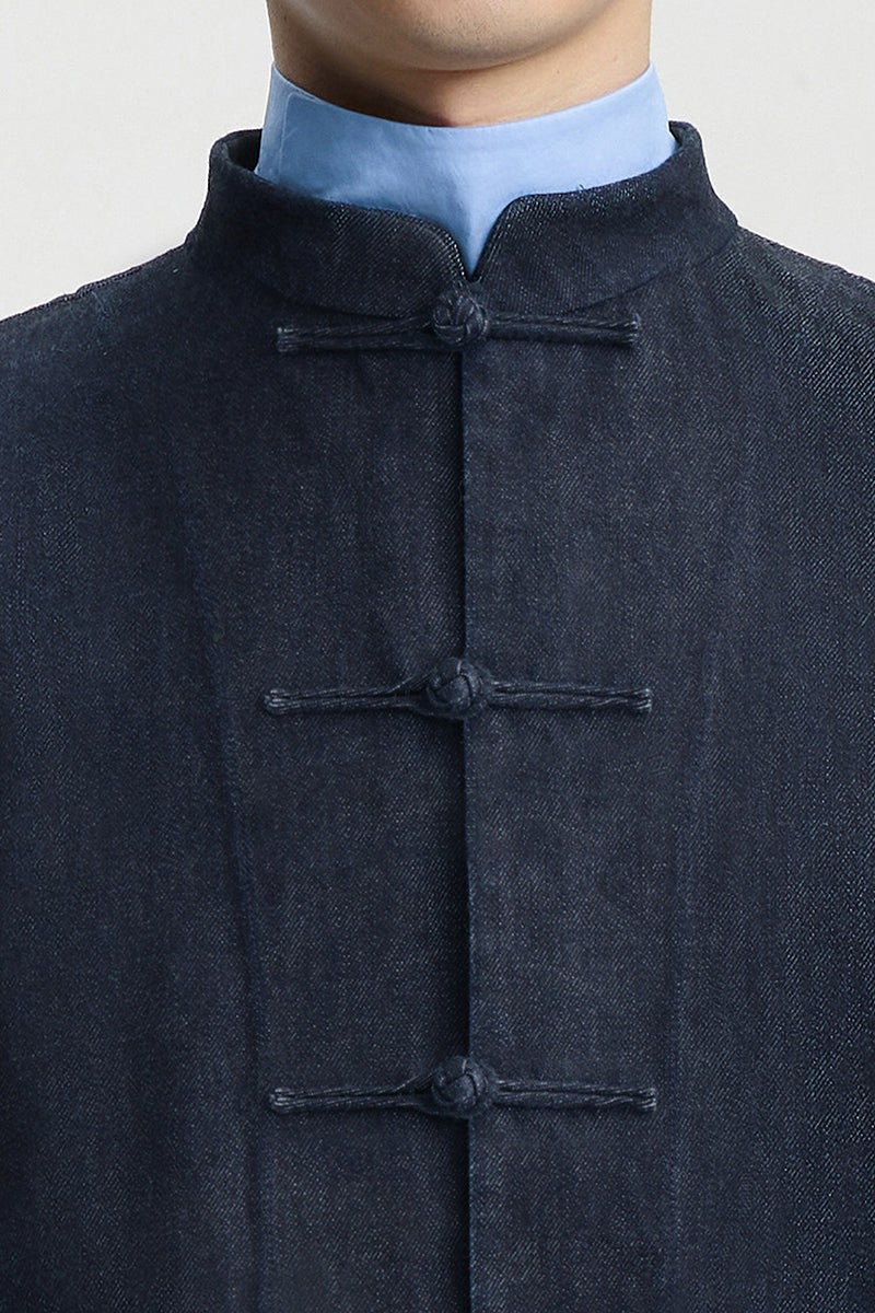 Dark Navy Denim Chinese Jacket