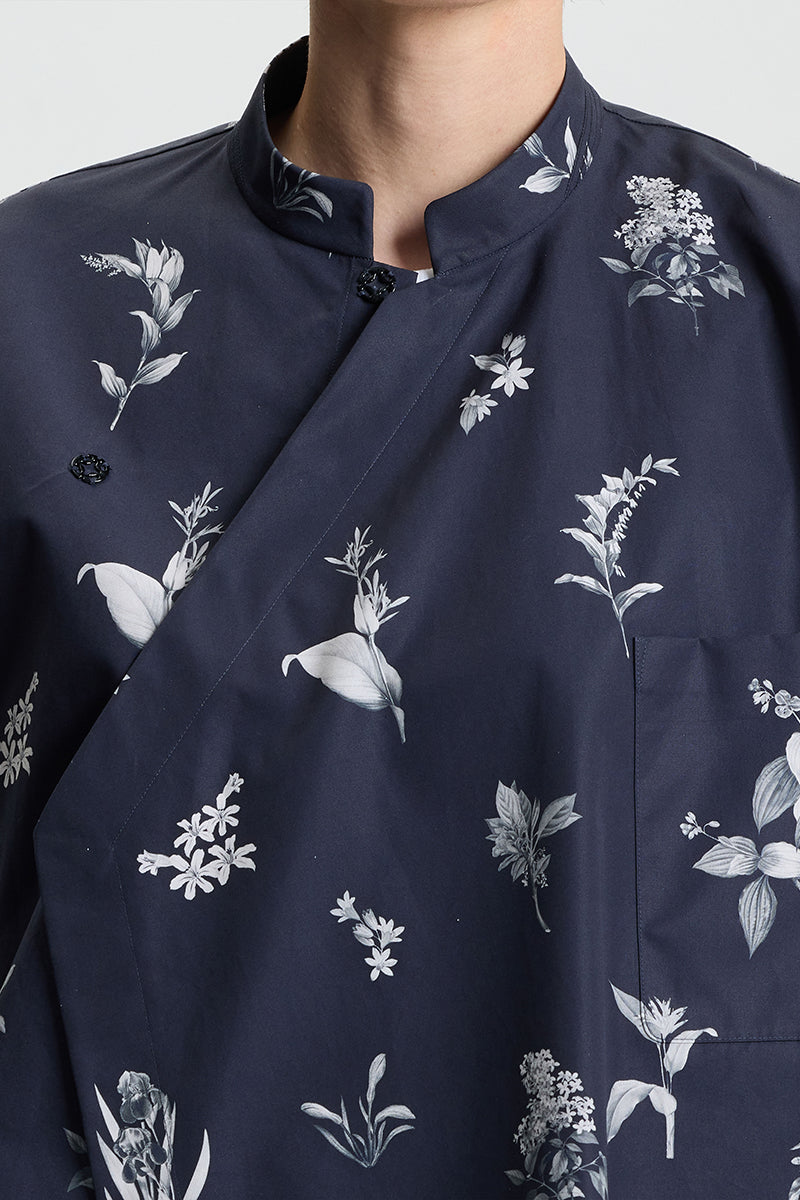 Plant printed cotton shirt