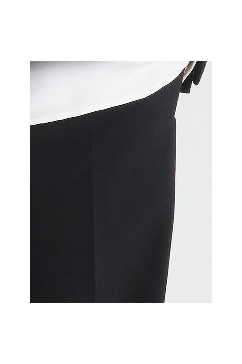 Black wool-blend wide leg pant