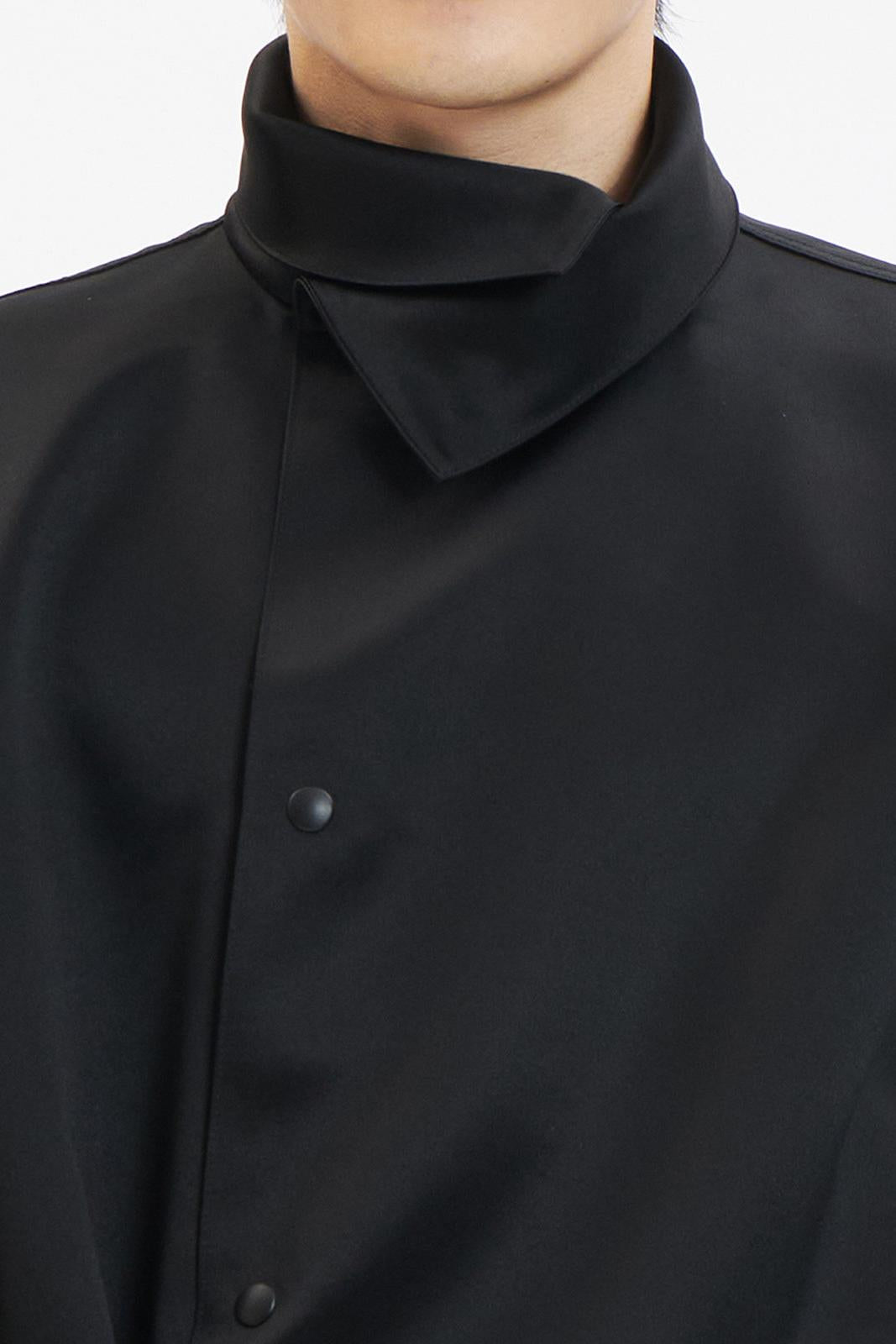 Stand Collar Jacket with Side Tie