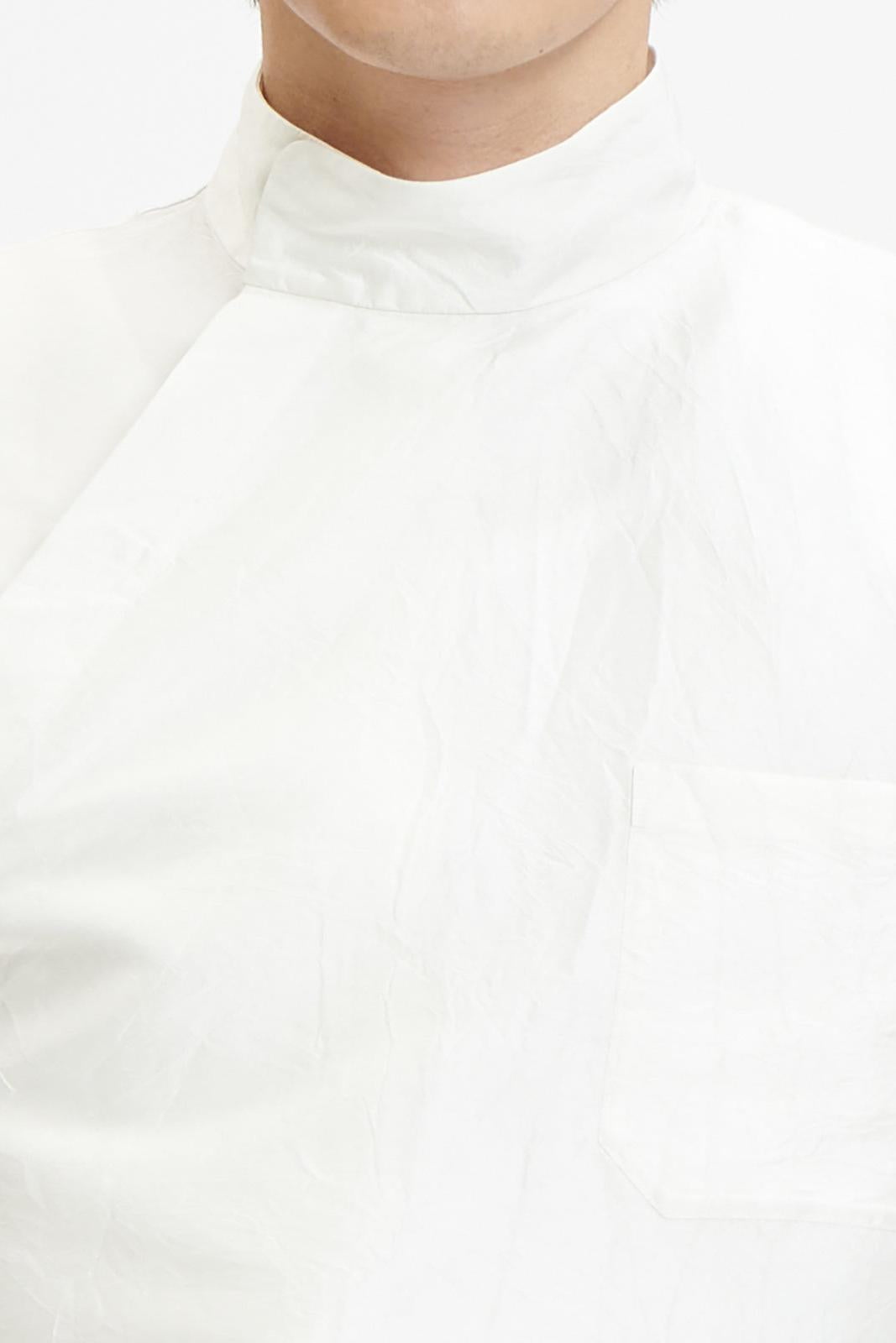 Washed Wrinkled Chinese Stand Collar Shirt