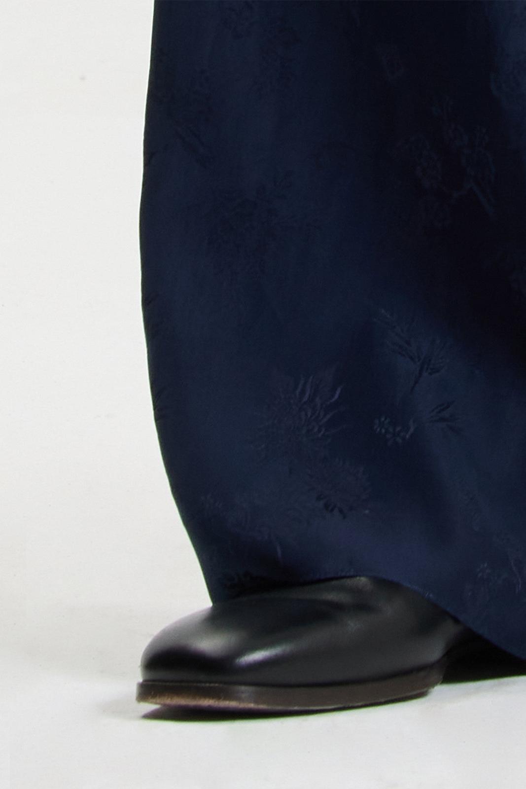 Navy Silk Jacquard Pants