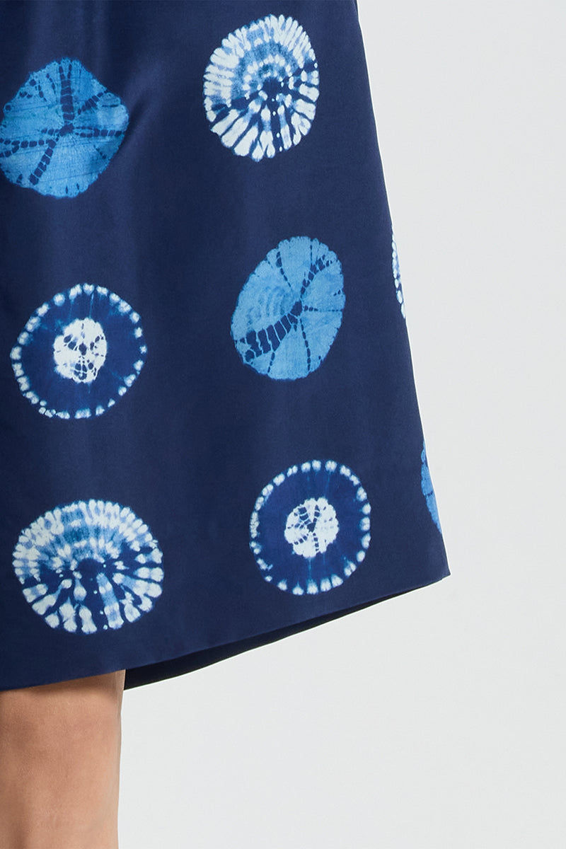 Navy silk printed shorts