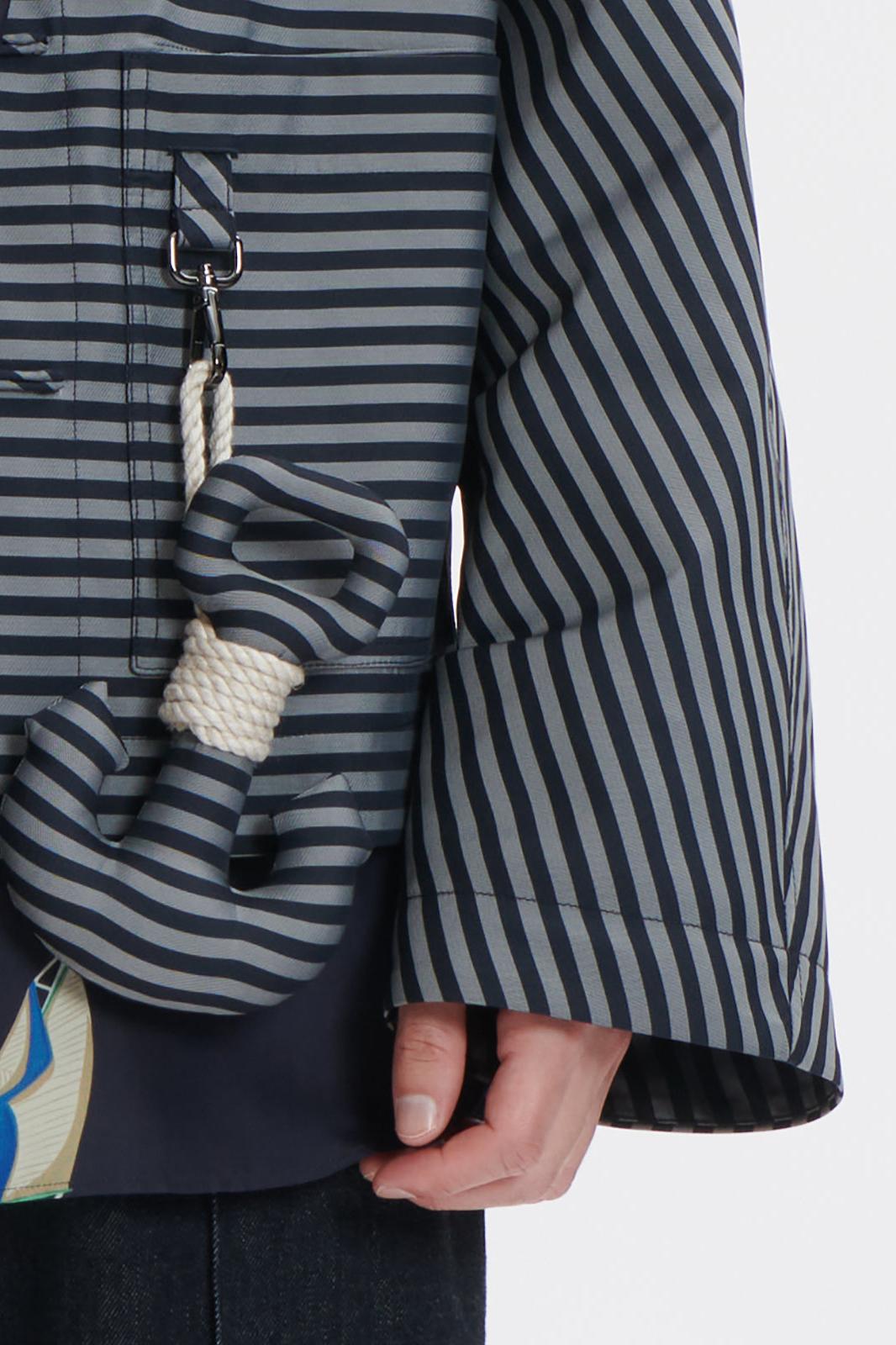 Navy Striped Short Chinese Jacket