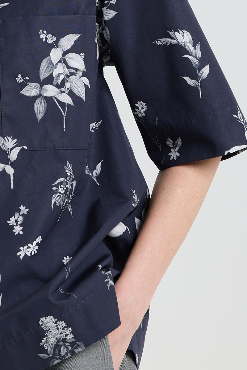 Plant printed cotton shirt