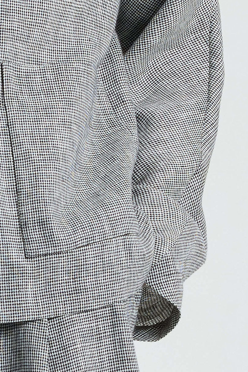 Linen Houndstooth Double-Breasted Blazer