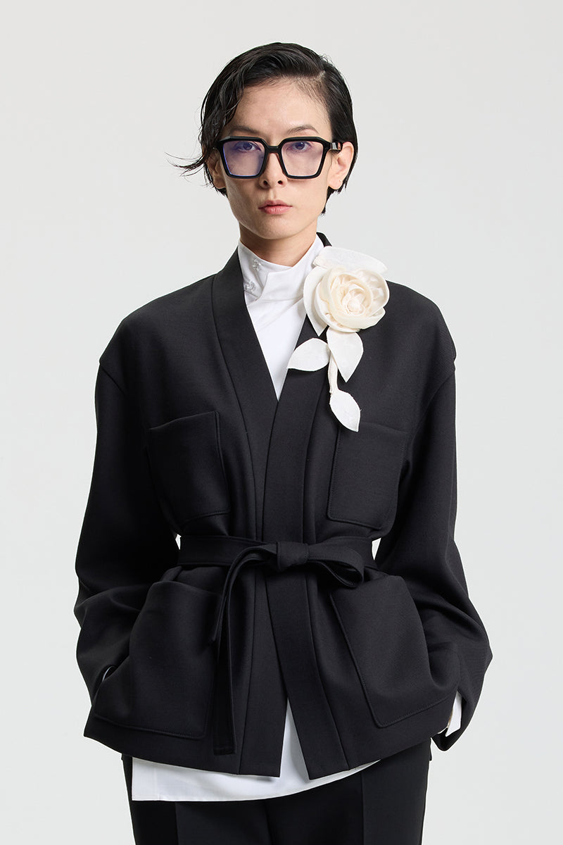 White Silk Flower Brooch