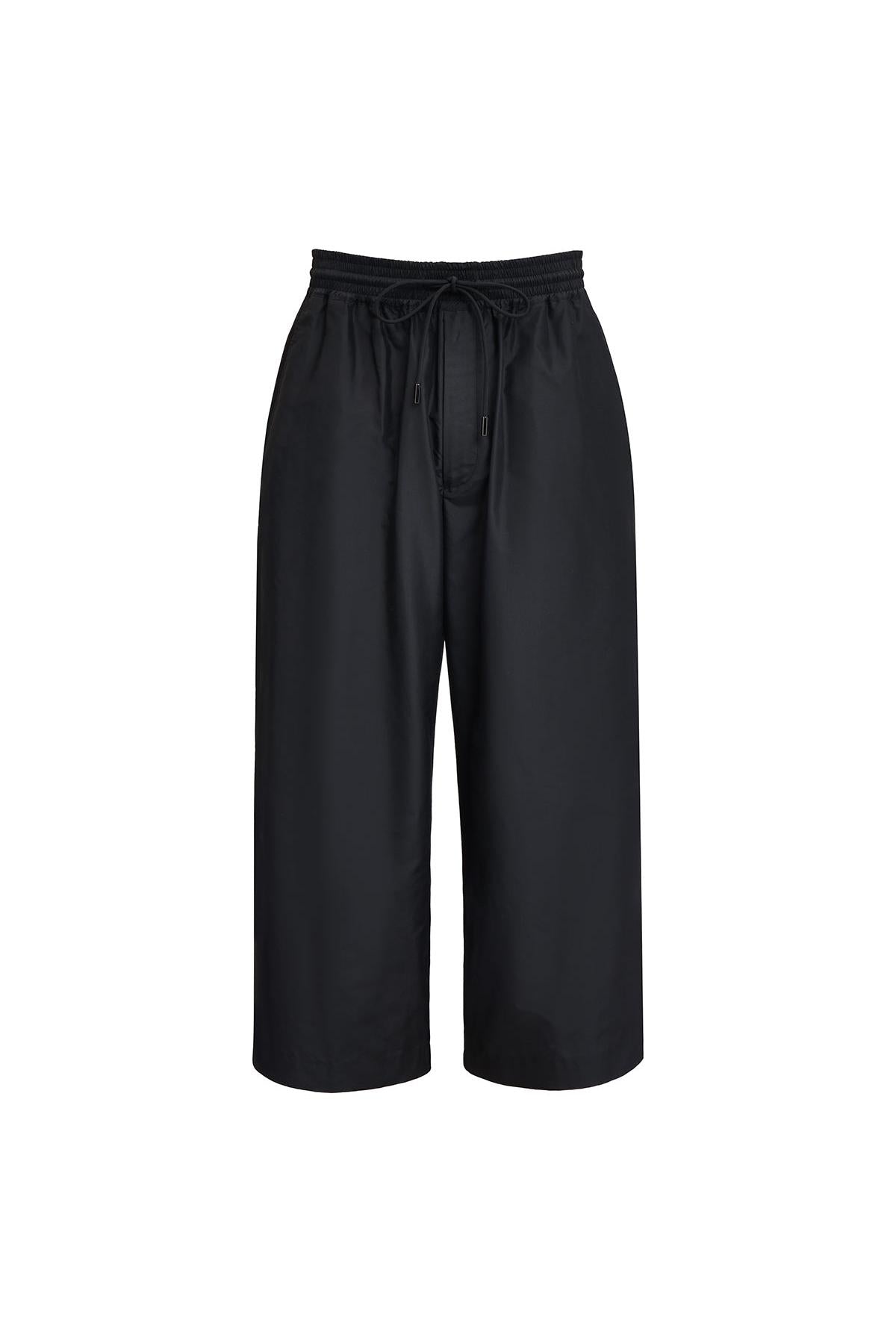 Wide Leg Pants with Drawstring in Silk