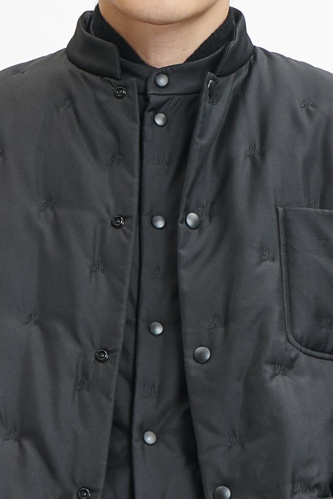 Black Silk Padded Chinese Jacket with "XianSheng" Embroidery