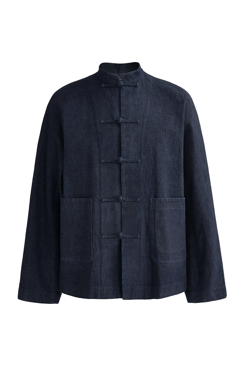 Dark Navy Denim Chinese Jacket