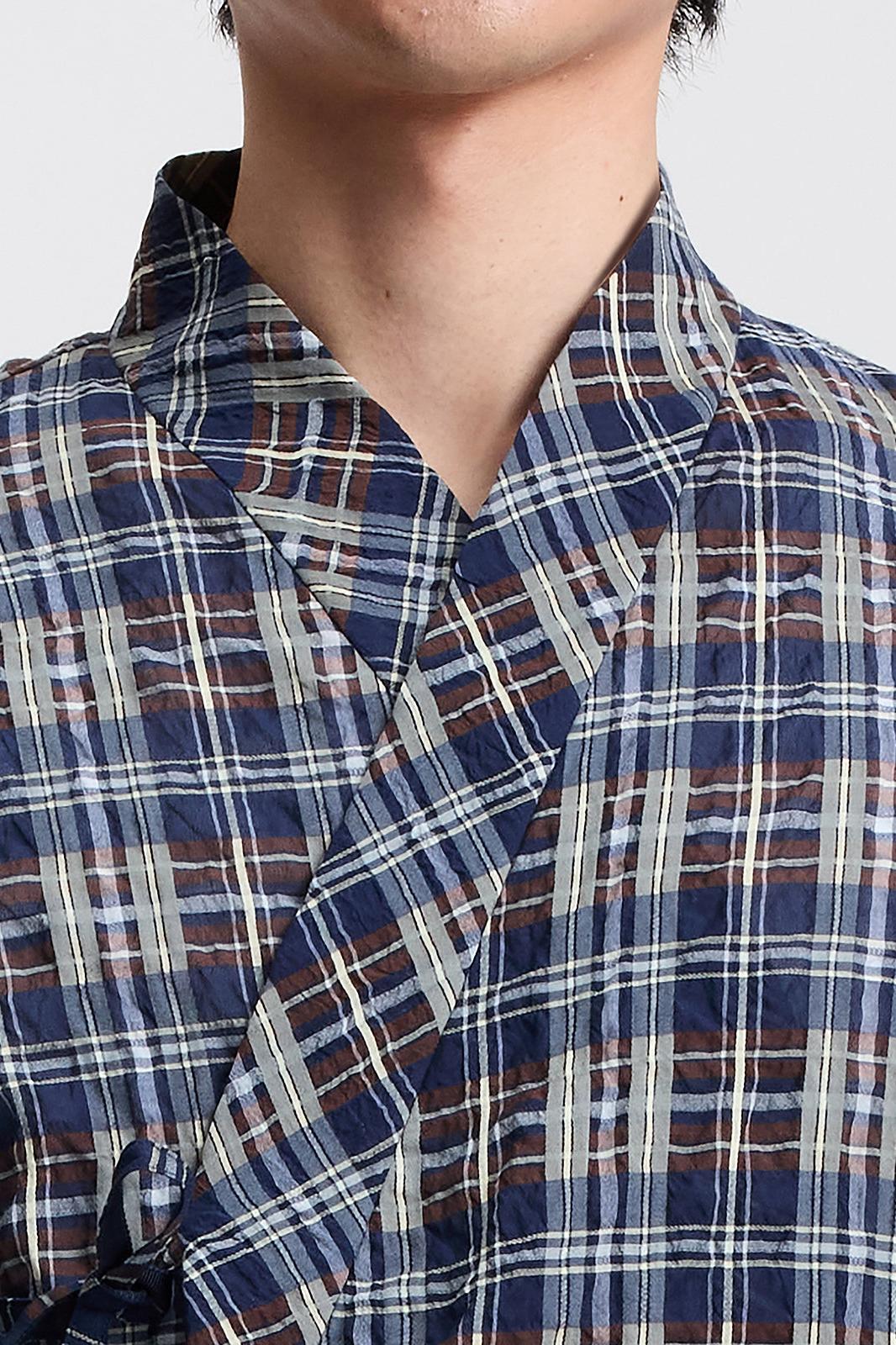 Cross-Over Shirt in Silk Cotton Check