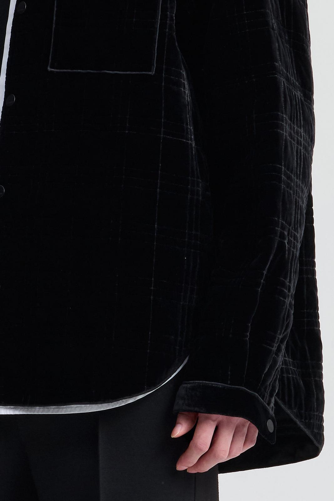 Black Velvet Plaid Quilted Shirt Jacket