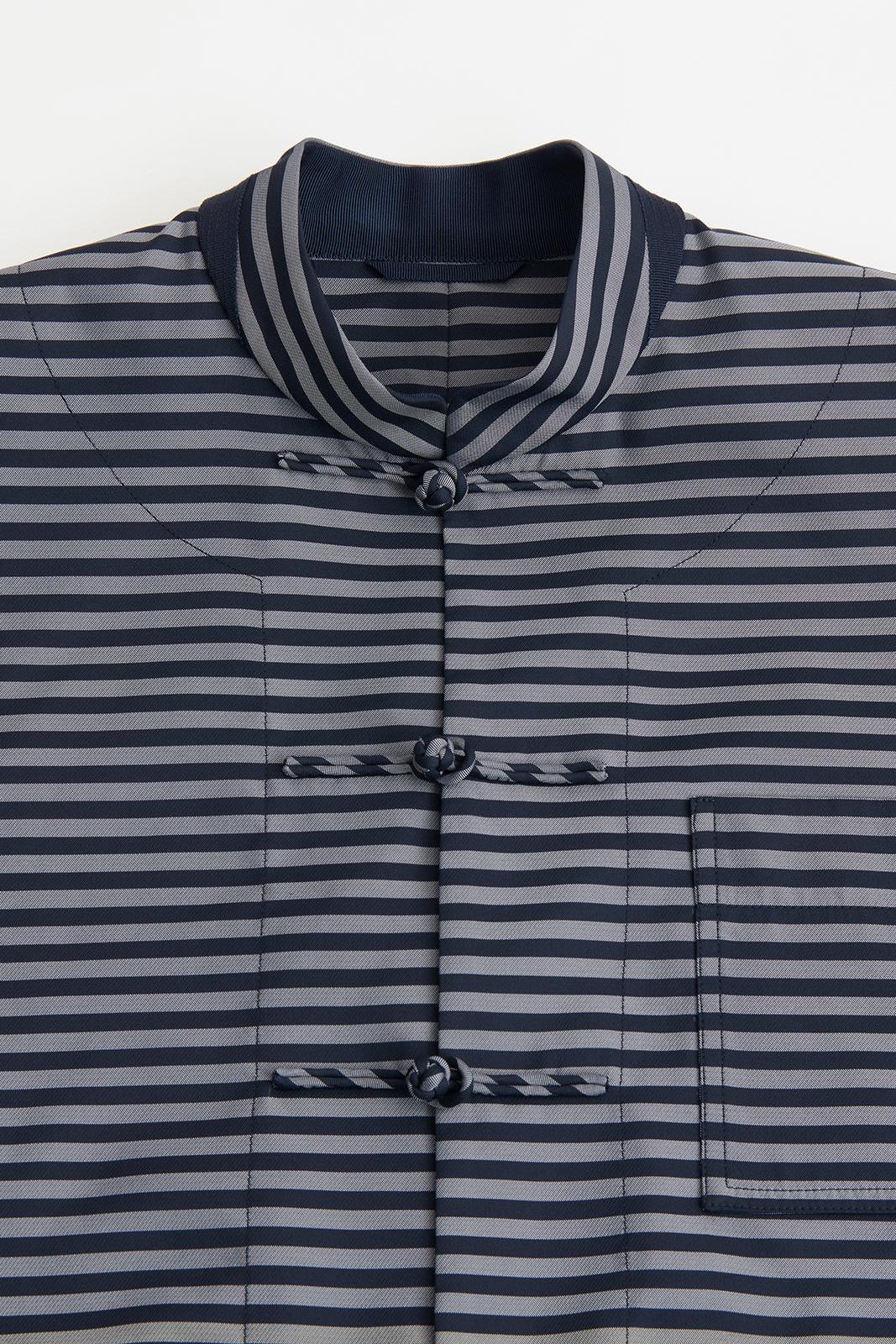Navy Striped Short Chinese Jacket
