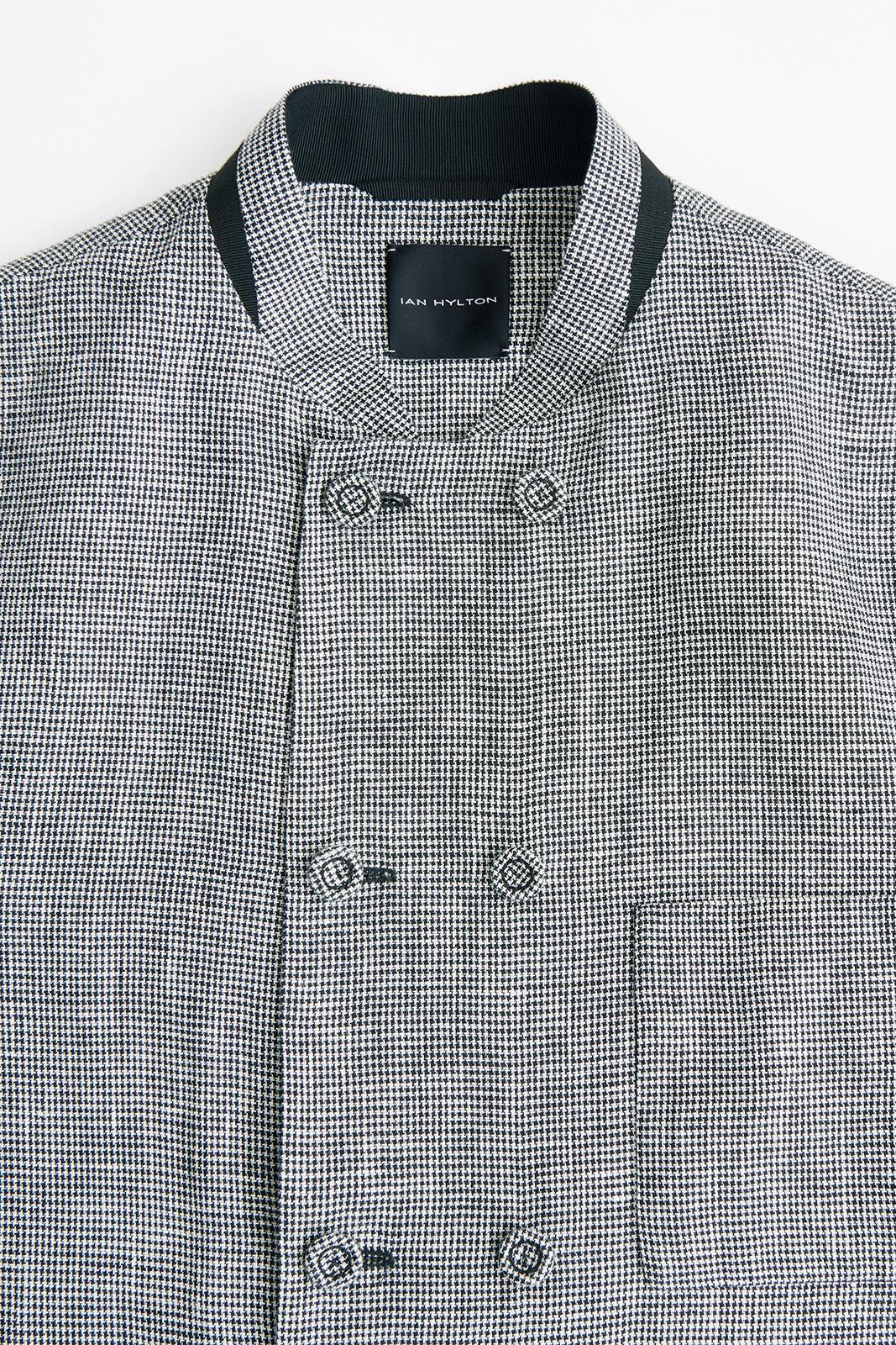Linen Houndstooth Double-Breasted Blazer