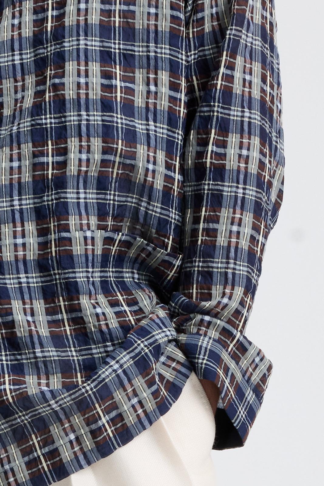 Cross-Over Shirt in Silk Cotton Check