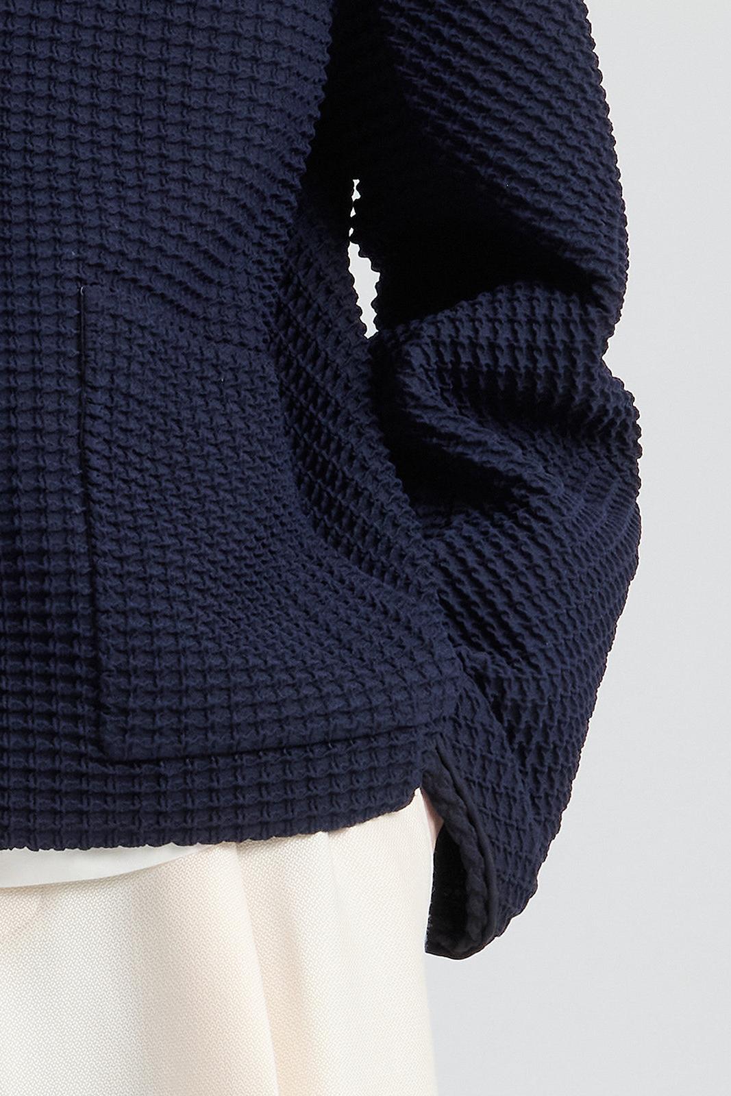 Dark Navy Wool-Blend Cardigan Jacket
