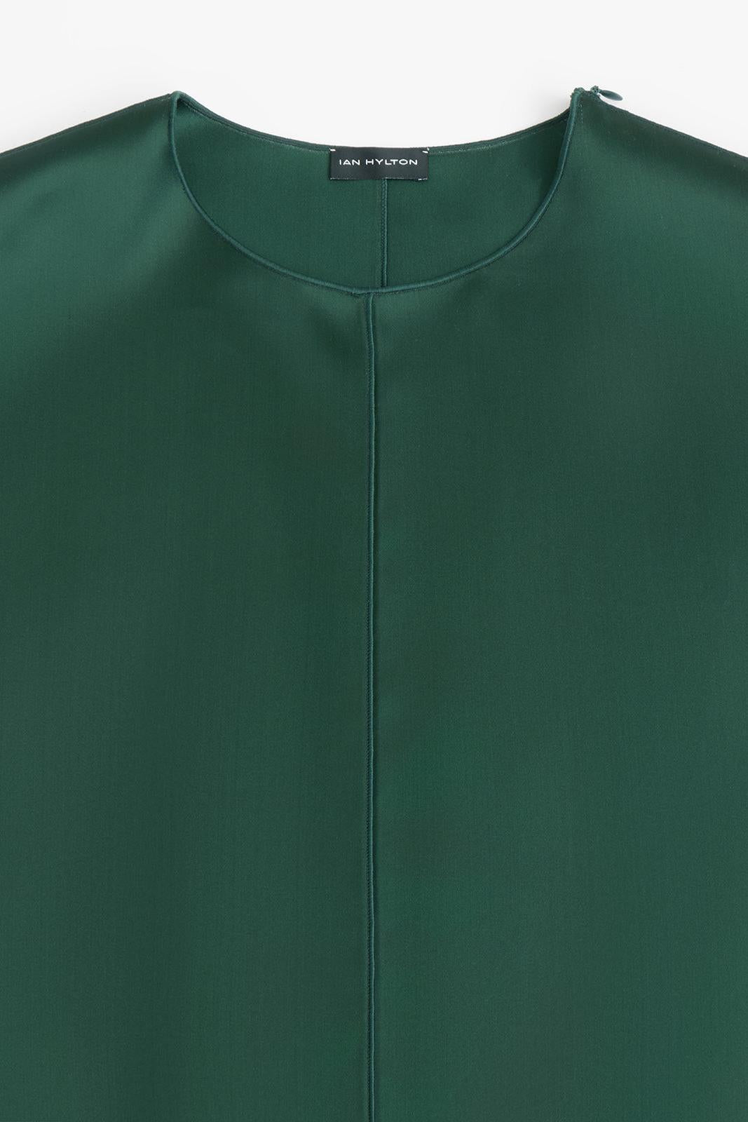 Dark Green Fluid Front Long Top