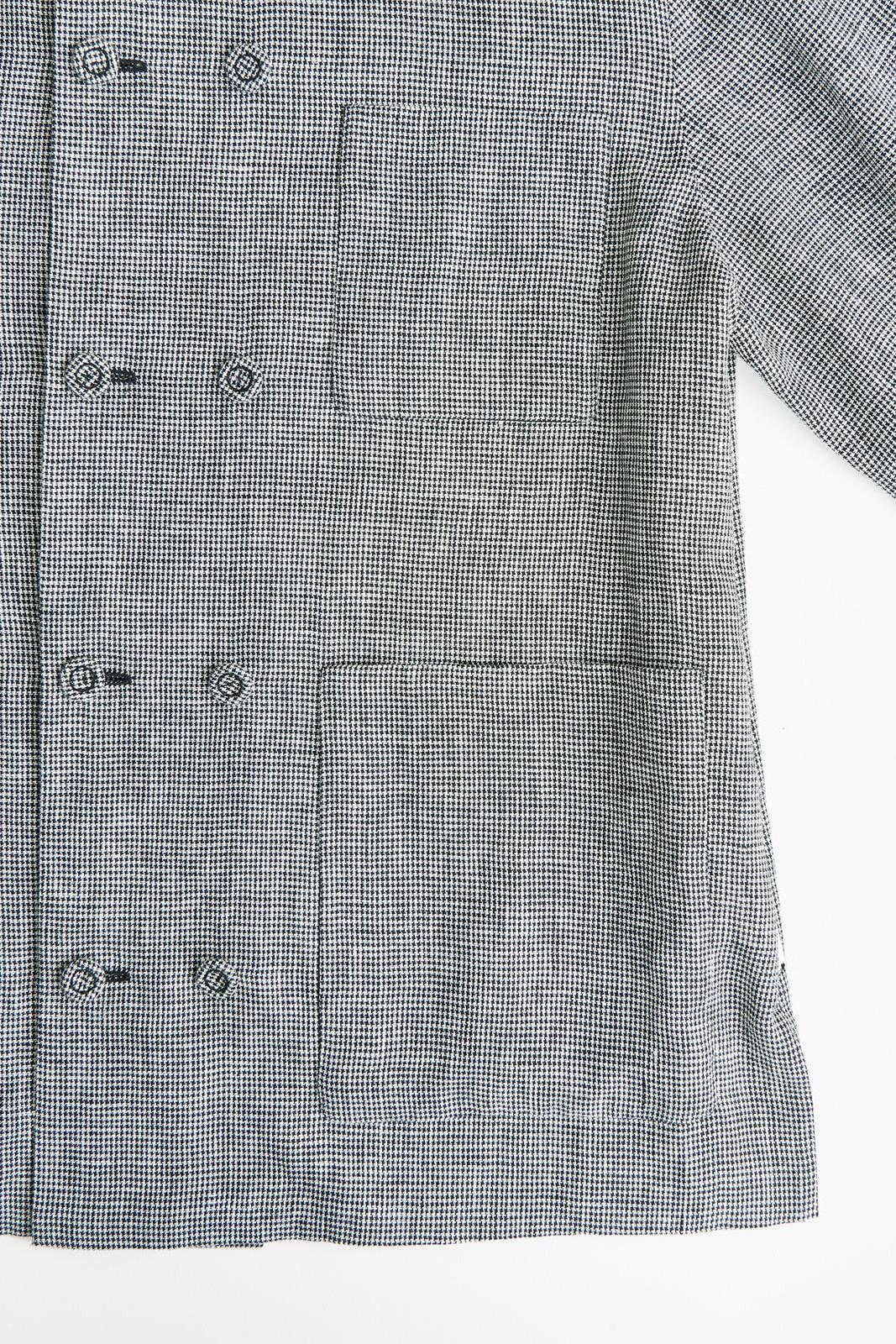 Linen Houndstooth Double-Breasted Blazer