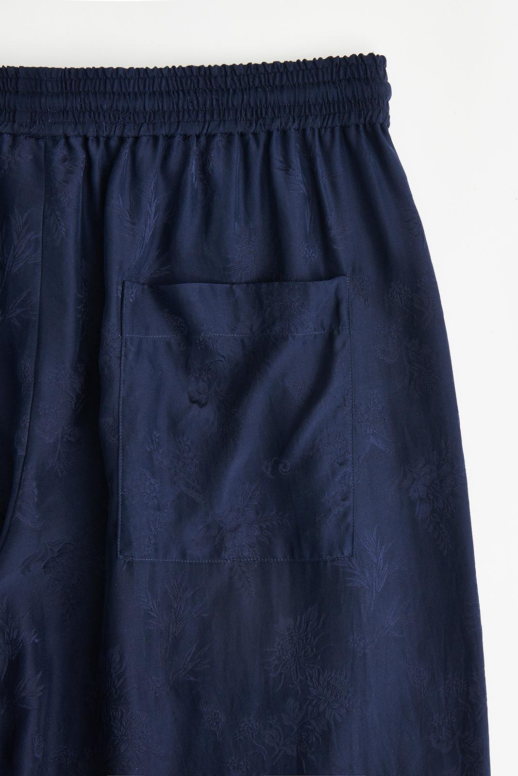 Navy Silk Jacquard Pants