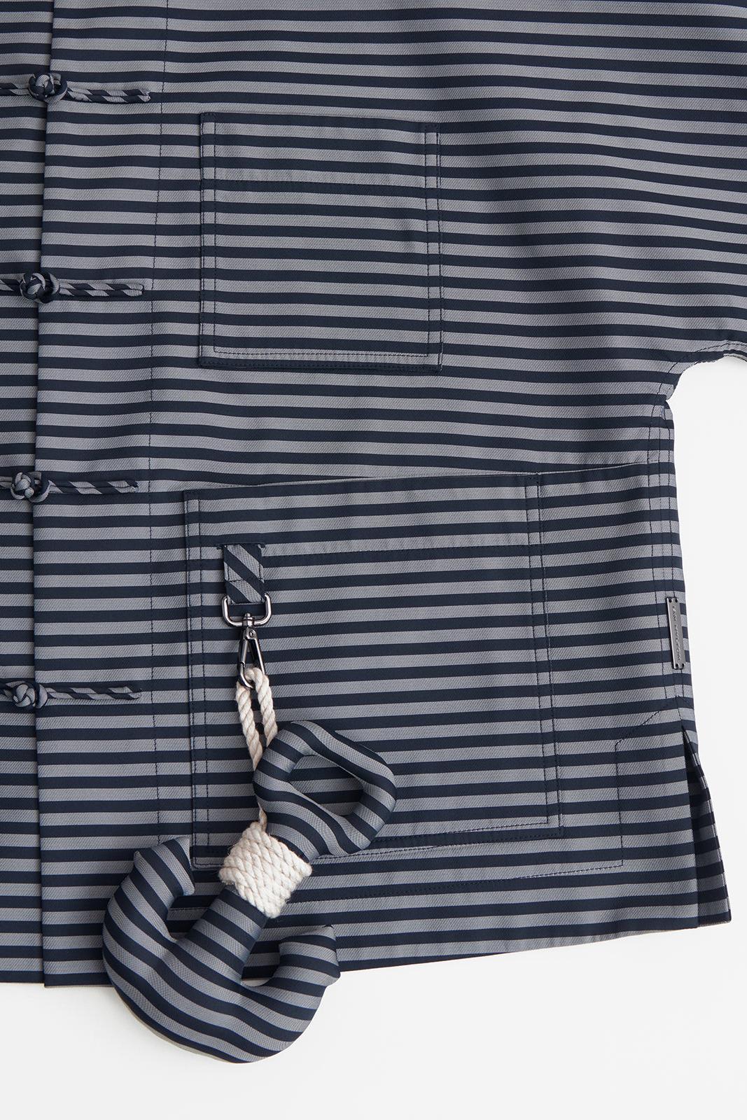 Navy Striped Short Chinese Jacket