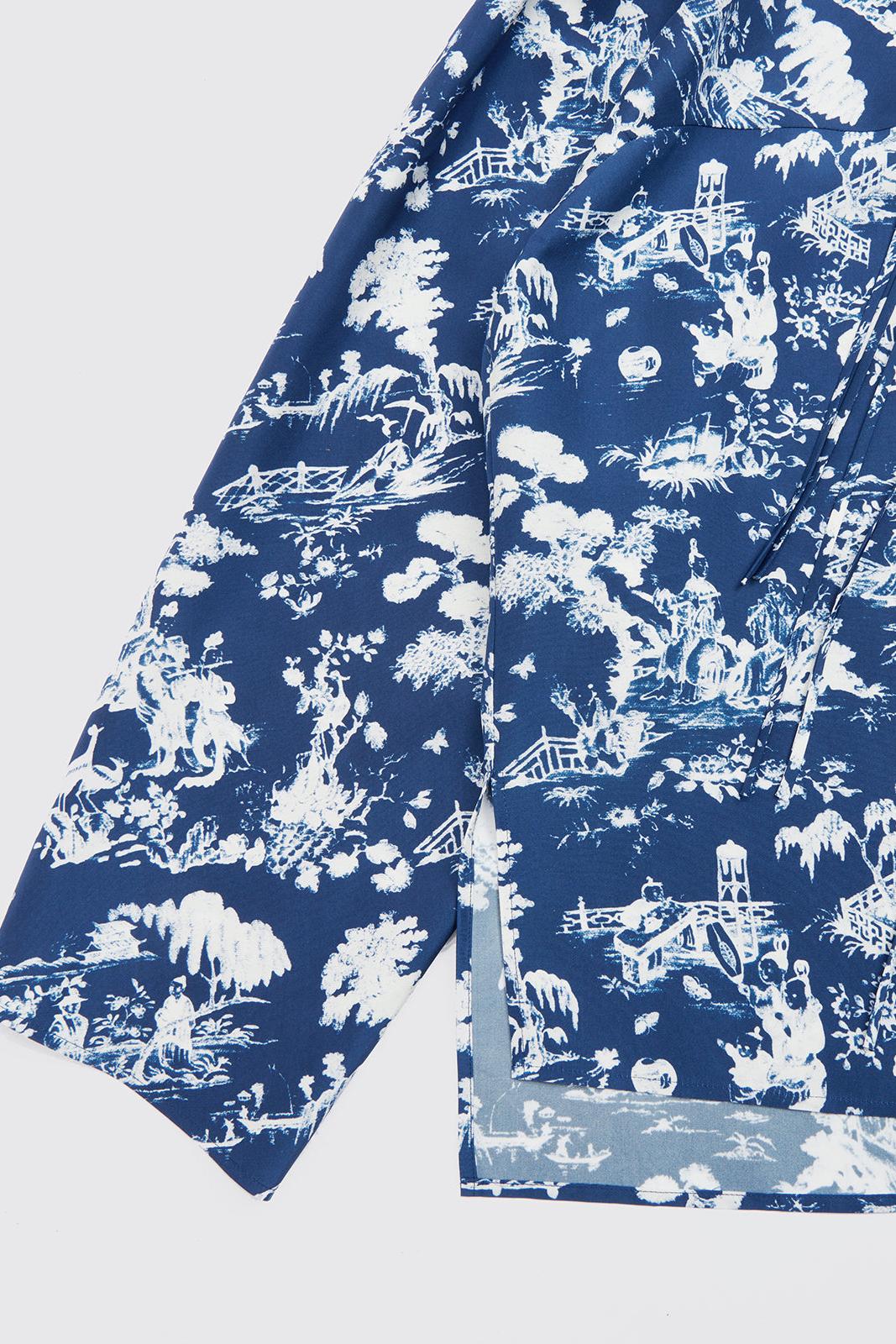 Ancient People Print Chinese Silk Shirt in SIlk