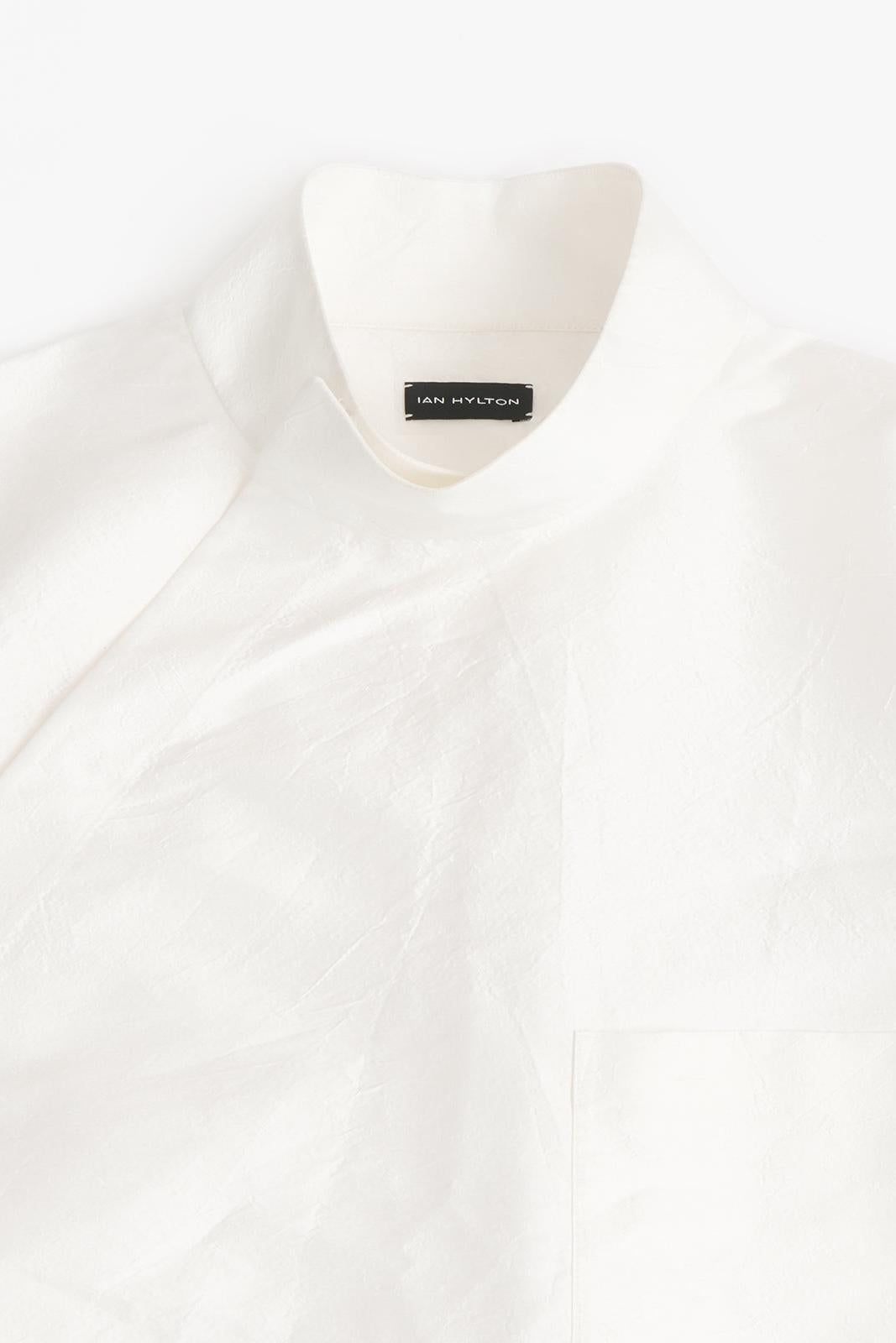 Washed Wrinkled Chinese Stand Collar Shirt