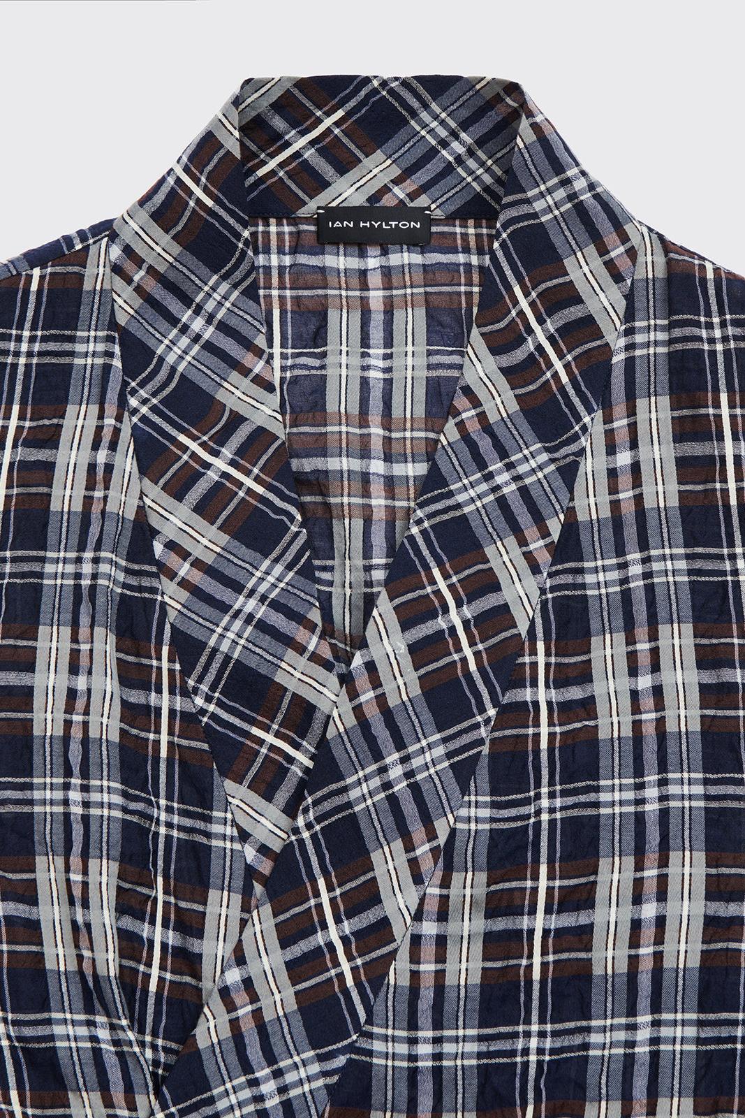 Cross-Over Shirt in Silk Cotton Check