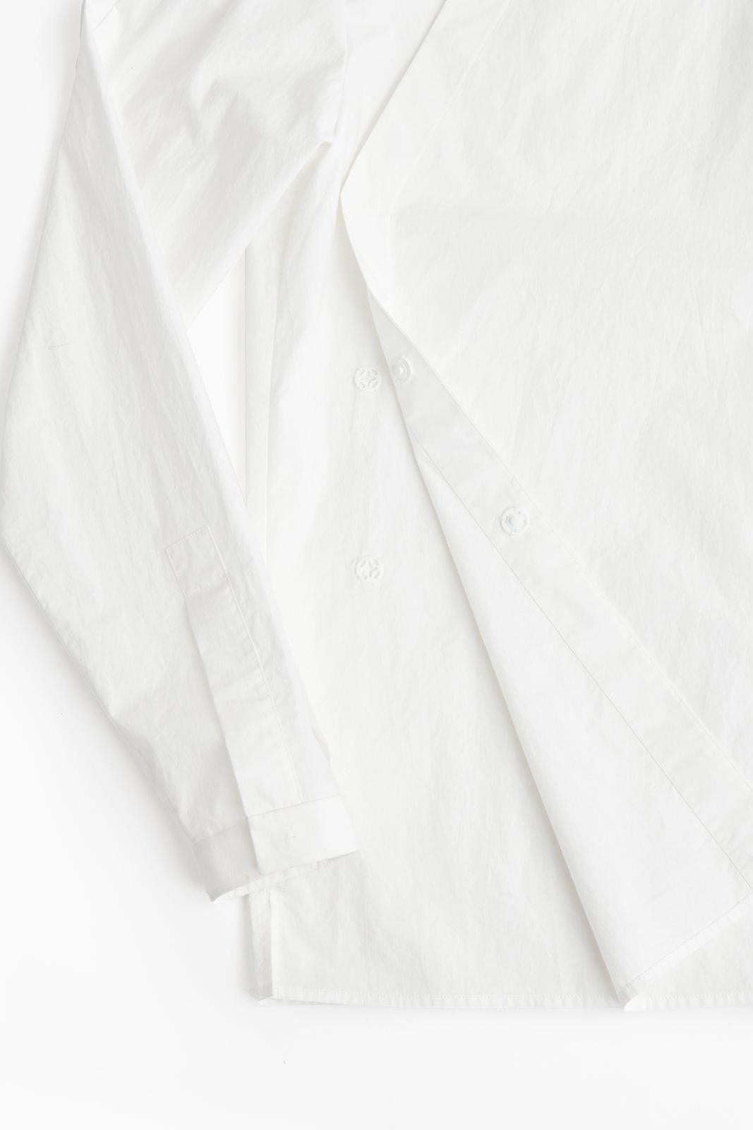 White Cotton Chinese Stand Collar Shirt