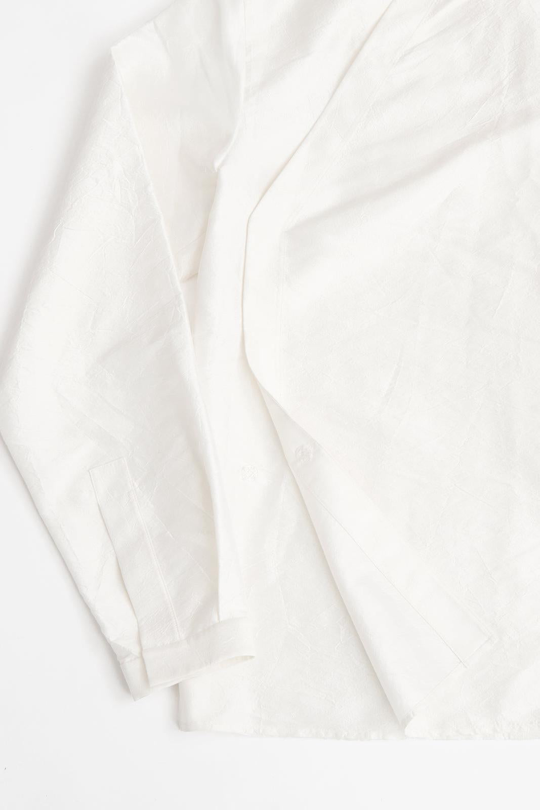 Washed Wrinkled Chinese Stand Collar Shirt