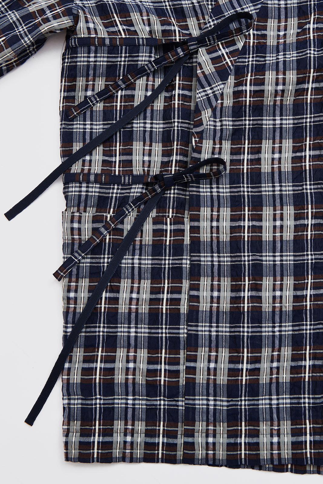 Cross-Over Shirt in Silk Cotton Check