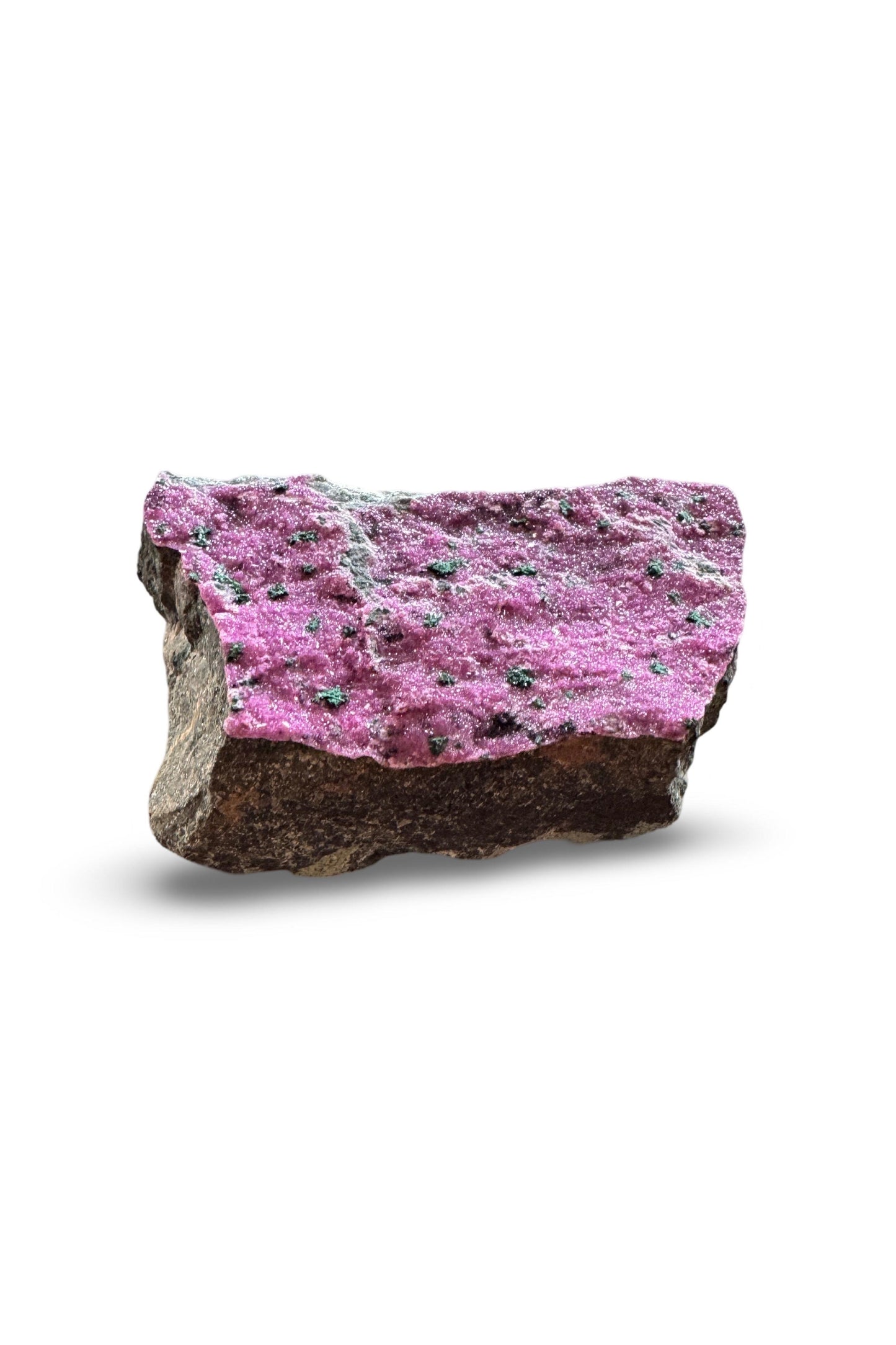 Cobaltian Calcite with Malachite on Matrix (Congo)