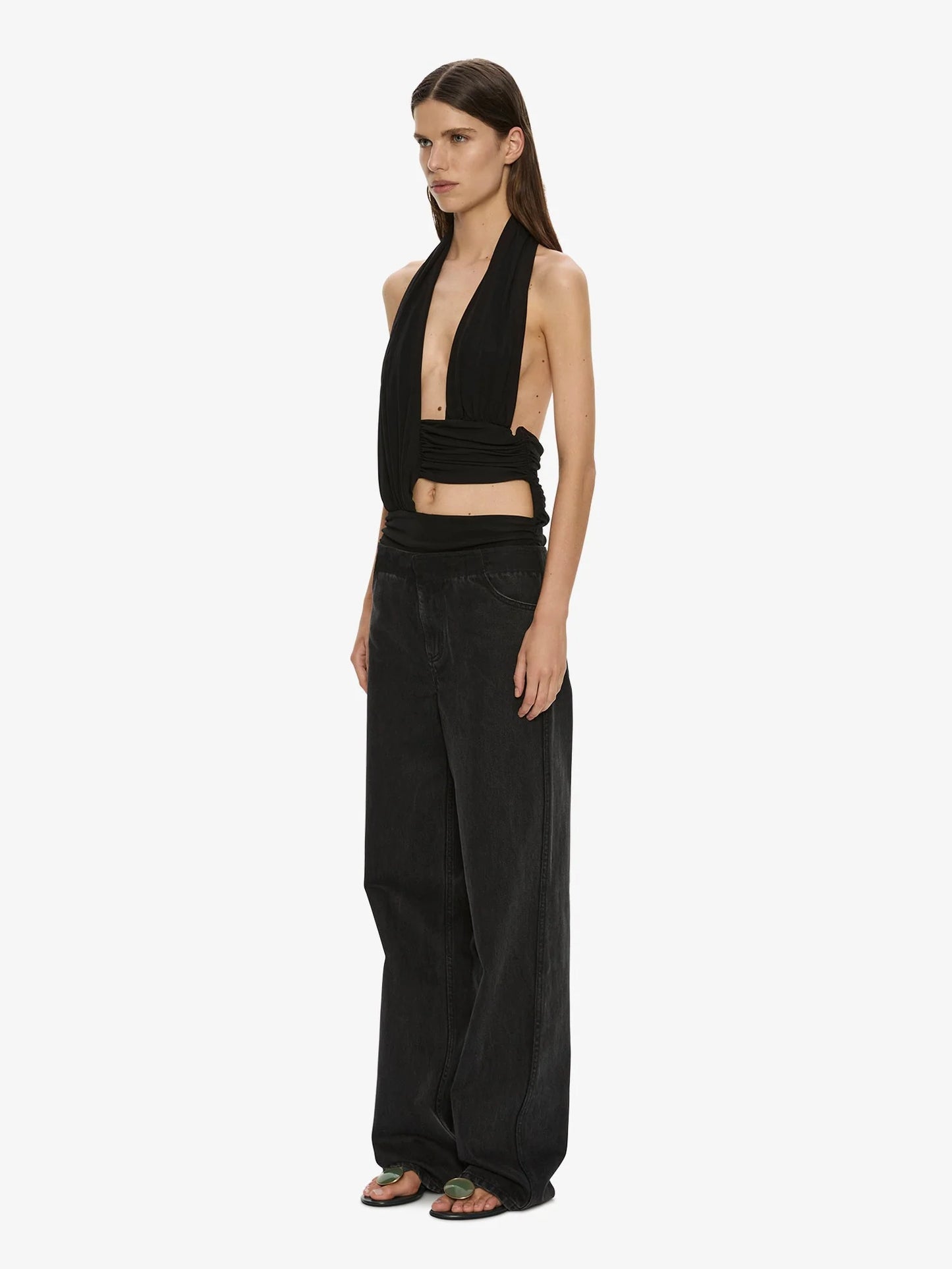 Draped Cummerbund Jersey Top