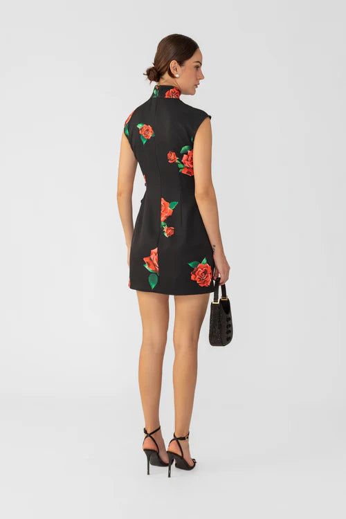 Raya Rosa Mini Dress (Black)