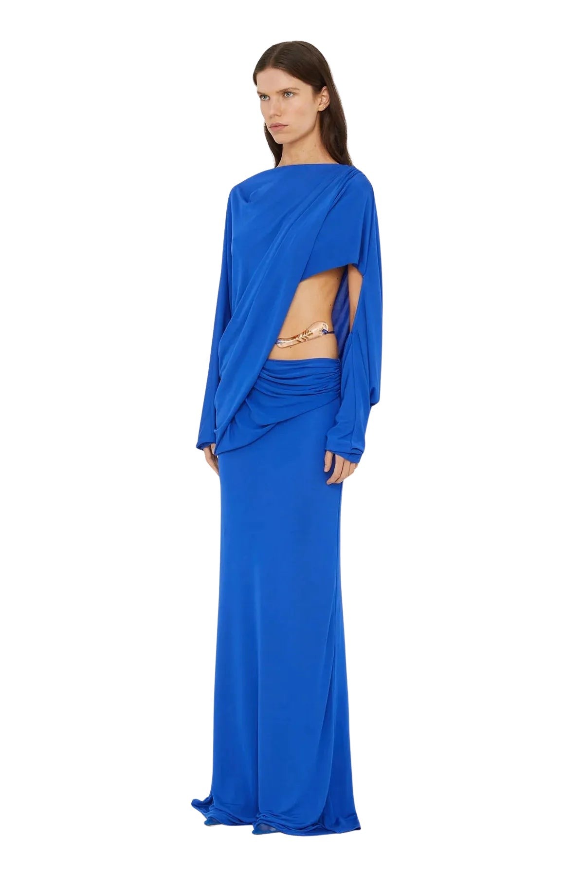Encased Nature Resin Draped Jersey Dress